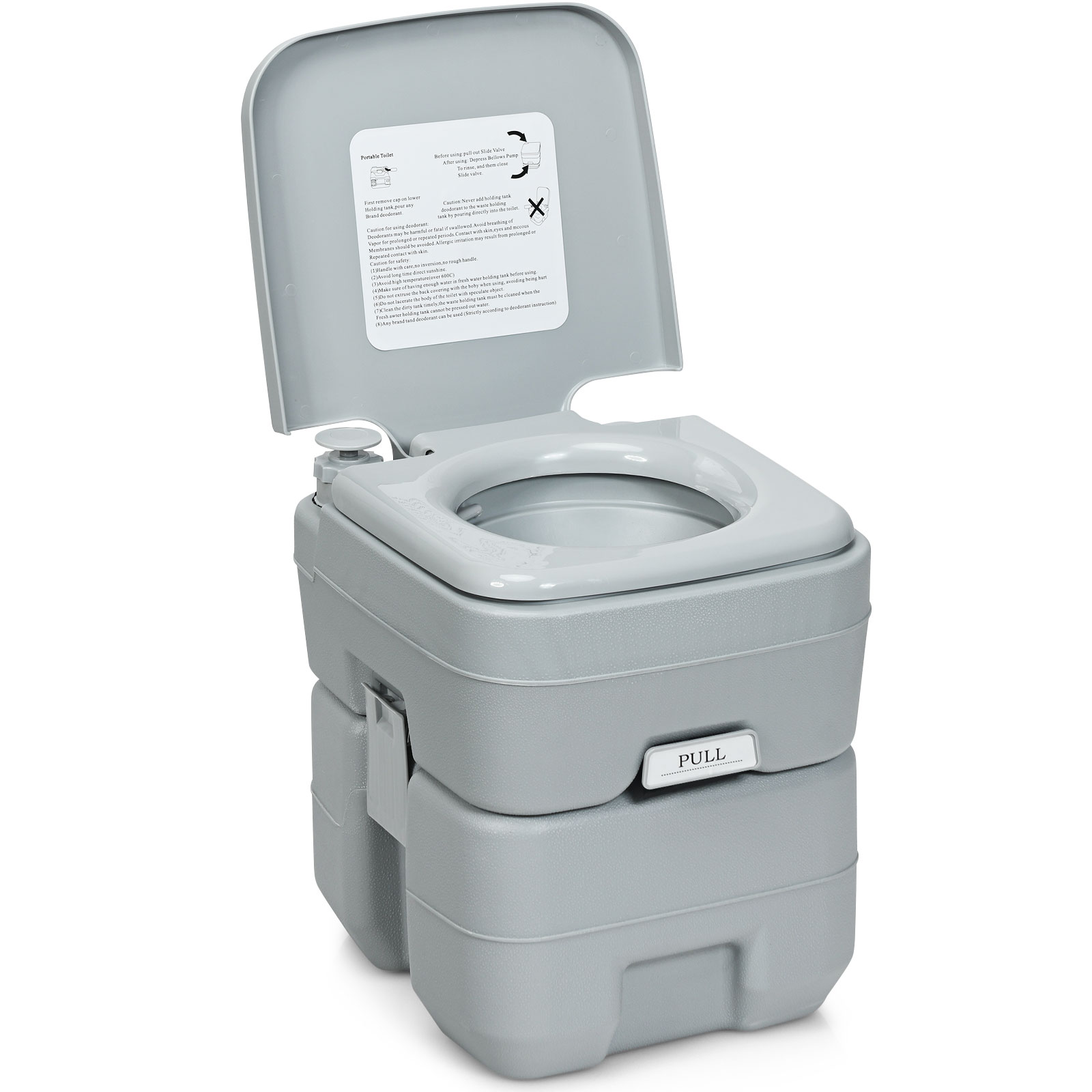 Kaasaskantav matka-WC ja portatiivne välikäimla (20 l), hall