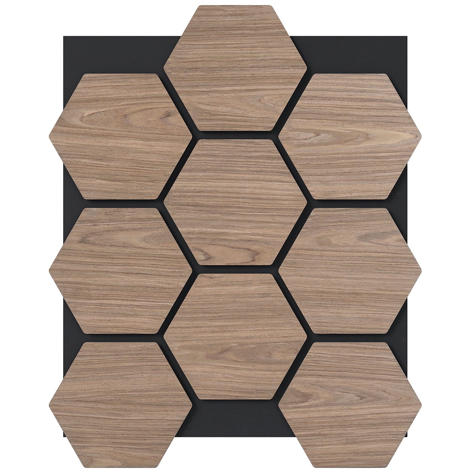 Heliisoleerivad seinapaneelid, 9 kuuenurkse (heksagonaalse) puitplaadiga mürasummutavad akustilised paneelid (4 tk komplekt, 81 x 66 cm), naturaalne