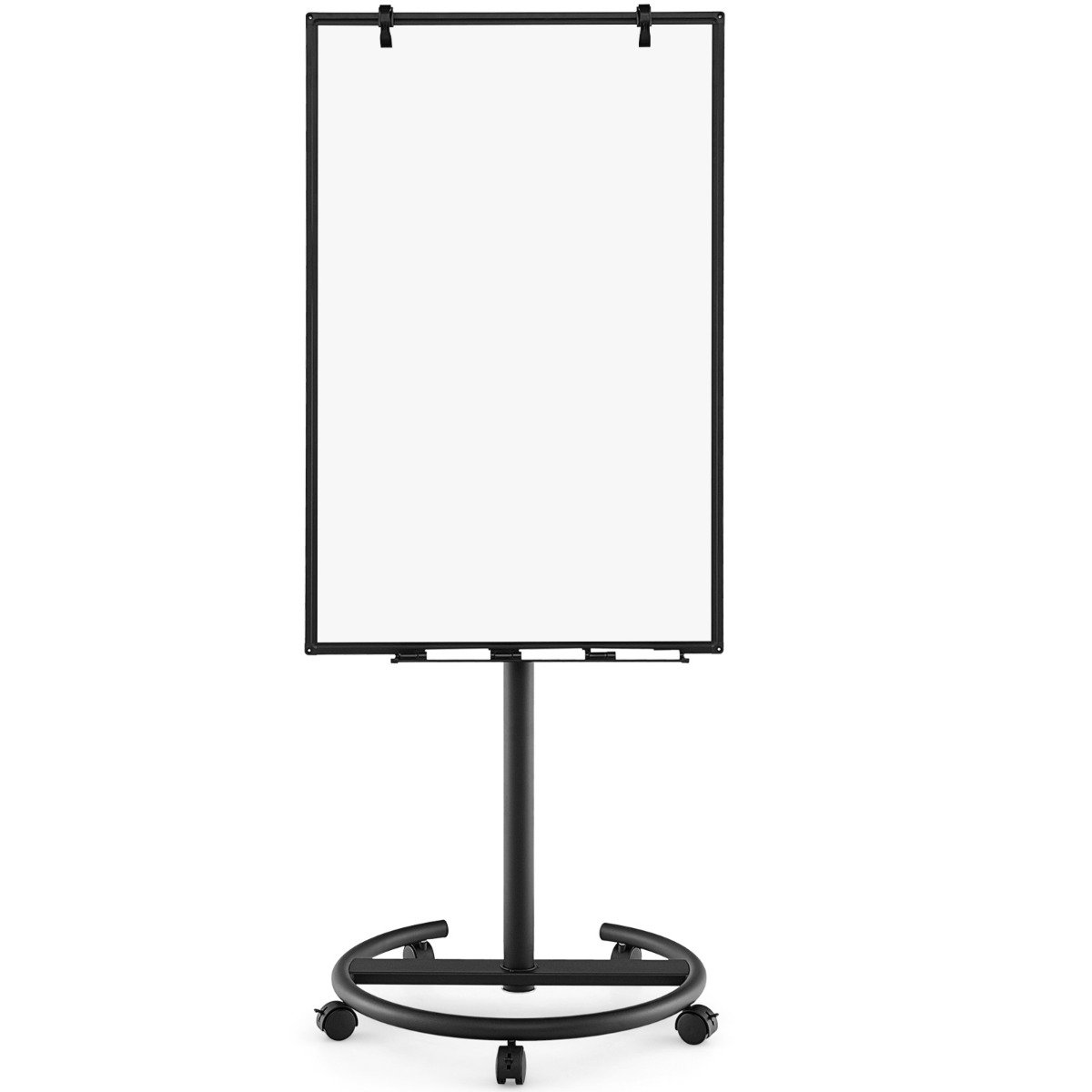Ratastel kokkupandav magnetiline esitlustahvel (Flipchart), reguleeritava kõrgusega valge tahvel kuni 192 cm, valge
