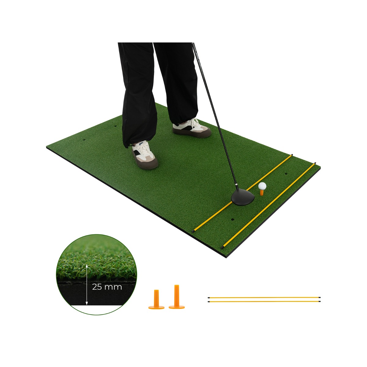 3-in-1 Professional golfharjoitusmatto tekonurmi, 2 t-paitaa, 2 maalia ja 6 reikää (152 x 92 cm), vihreä