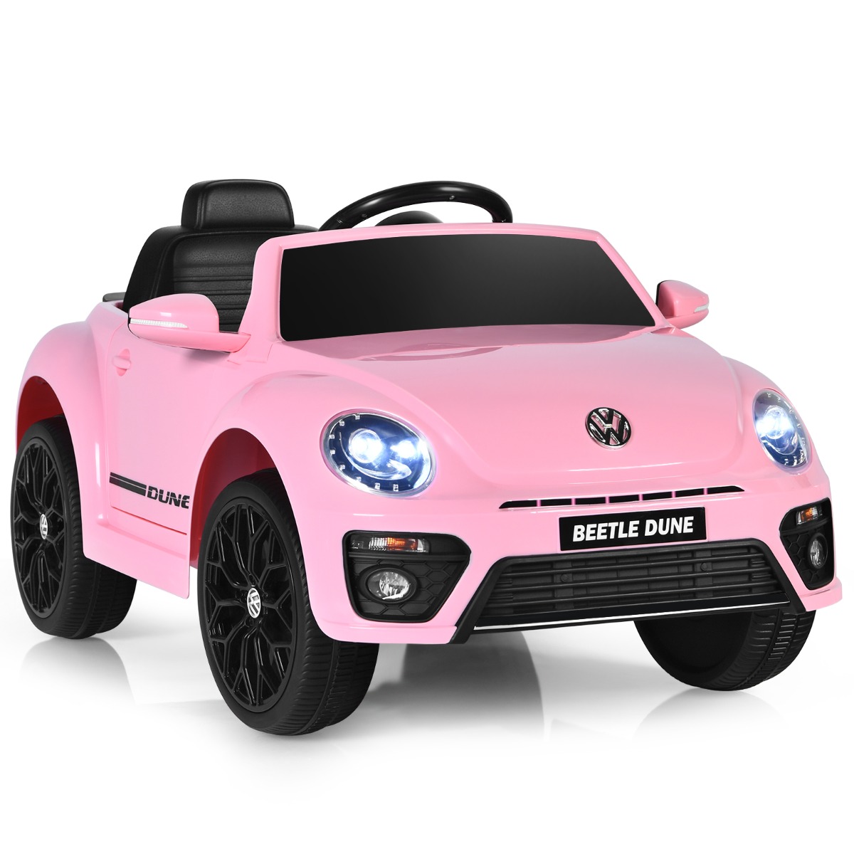 VW Beetle lasten auto musiikilla ja kahdella valaistustilalla, mukaan lukien 2.4G kaukosäädin, pinkki