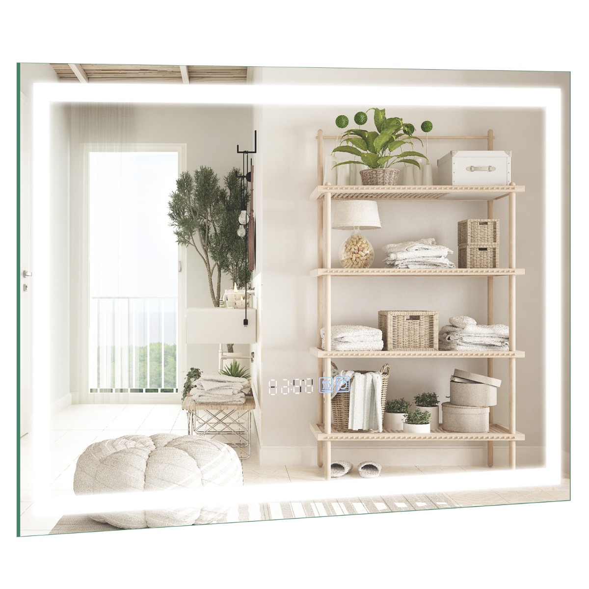Uduvastase soojenduse kella puutelüliti ja mälufunktsiooniga hämardatav LED-vannitoapeegel (60 x 40 cm 3000K-6000K)
