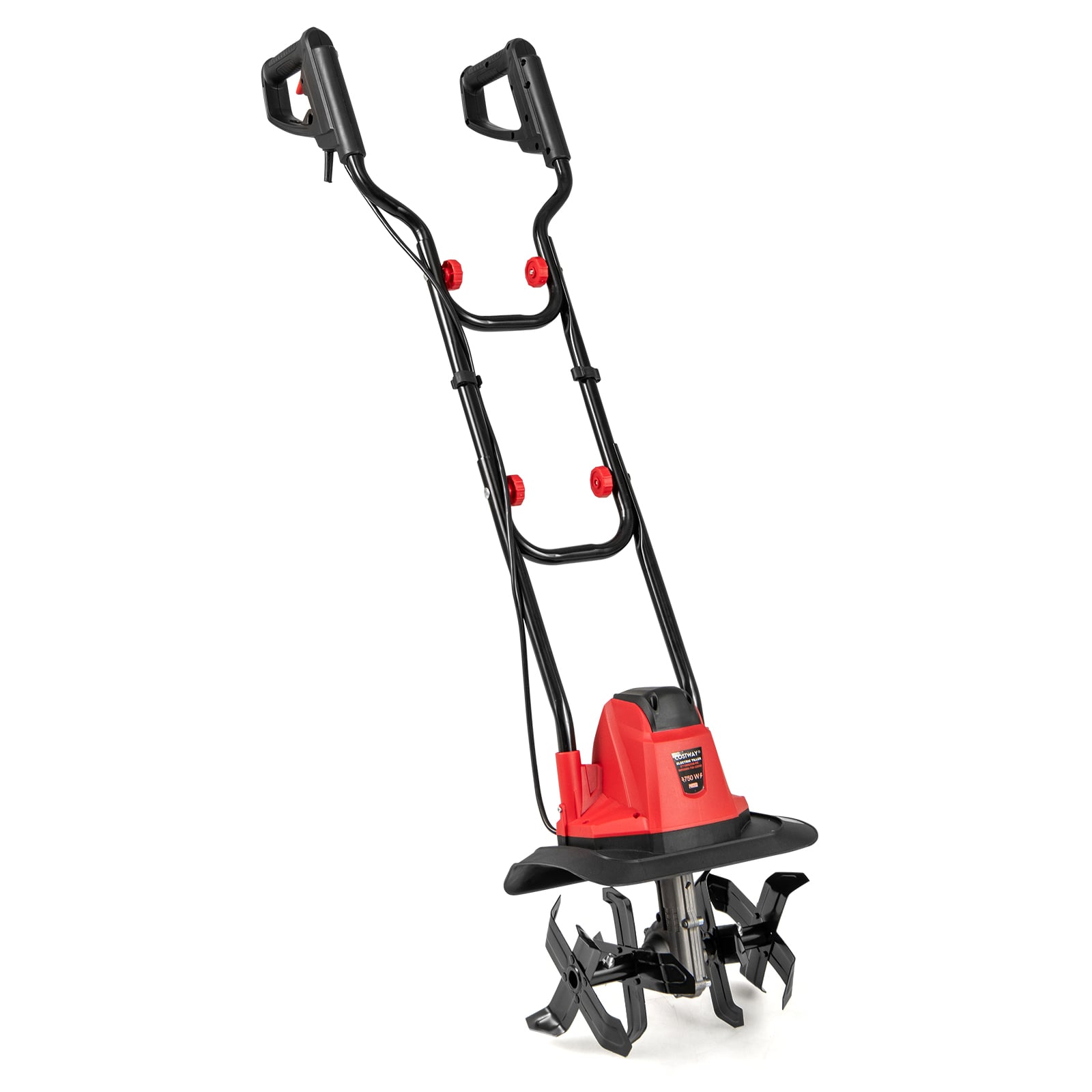 Sähköjyrsin 750W | Työleveys 32 cm | Työsyvyys 22 cm | 380 rpm Sähköjyrsin turvakytkimellä ja kahvalla 32,5 x 24 x 138 cm Punainen