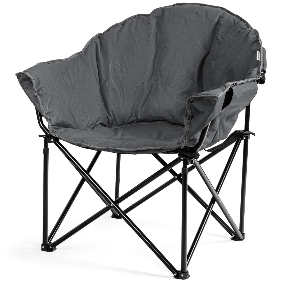 Suur ja pehme kokkupandav matkatool Moon Chair (kandevõime kuni 200 kg topsihoidjaga) hall