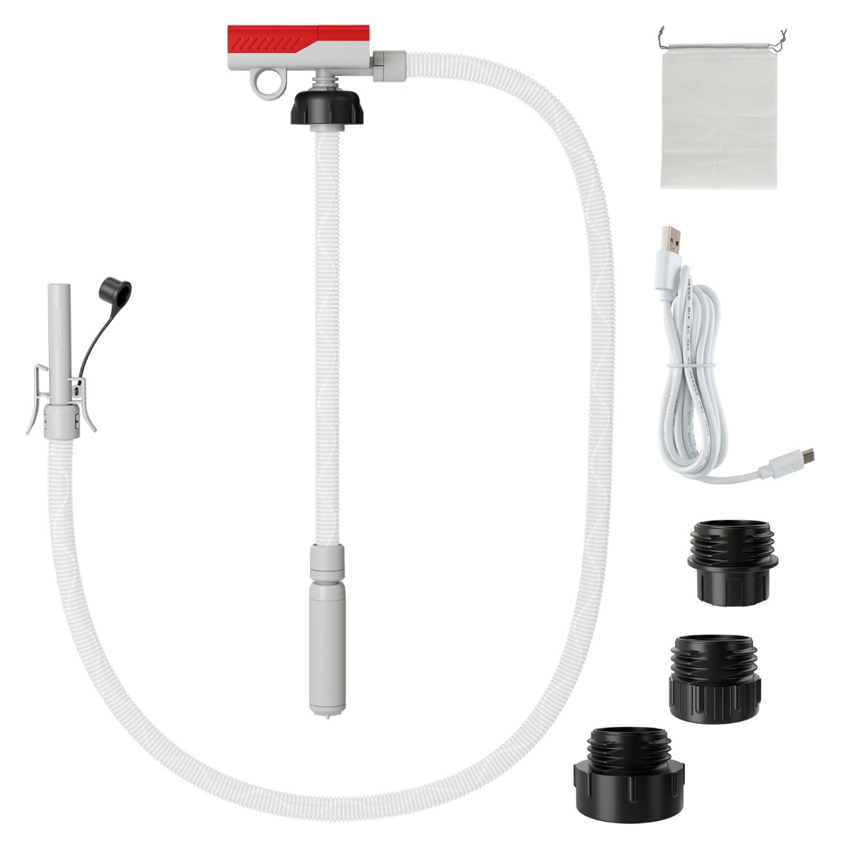 Polttoaineen siirtopumppu automaattisella pysäytyksellä, USB-/akkukäyttöinen bensiinipumppu ja nopea virtaus 14 l/min, punainen ja valkoinen