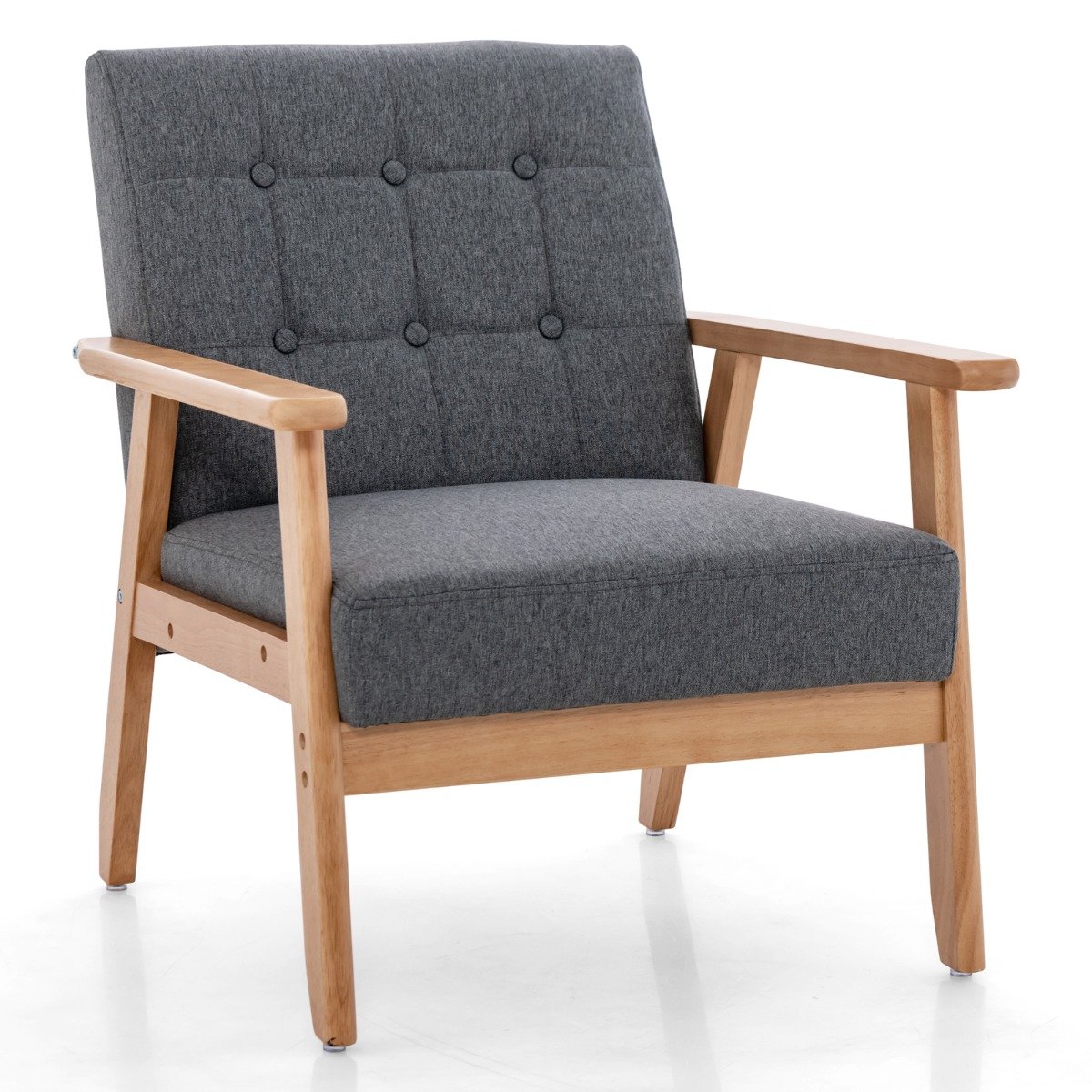 Mid-century moderni aksenttituoli hengittävällä pellavakankaalla - harmaa