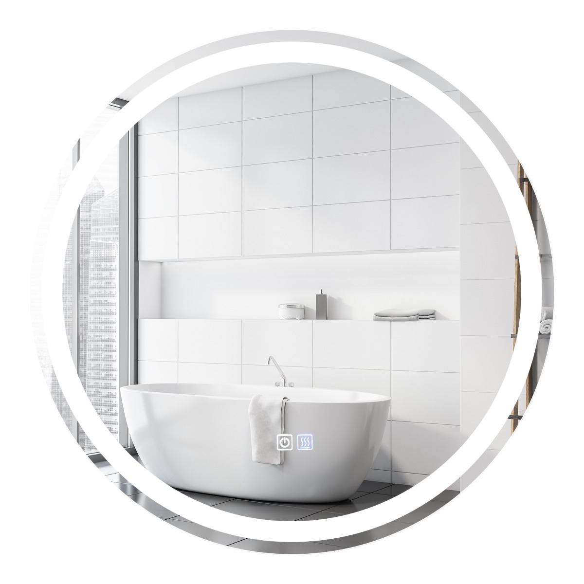 LED-valaistu pyöreä kylpyhuoneen peili