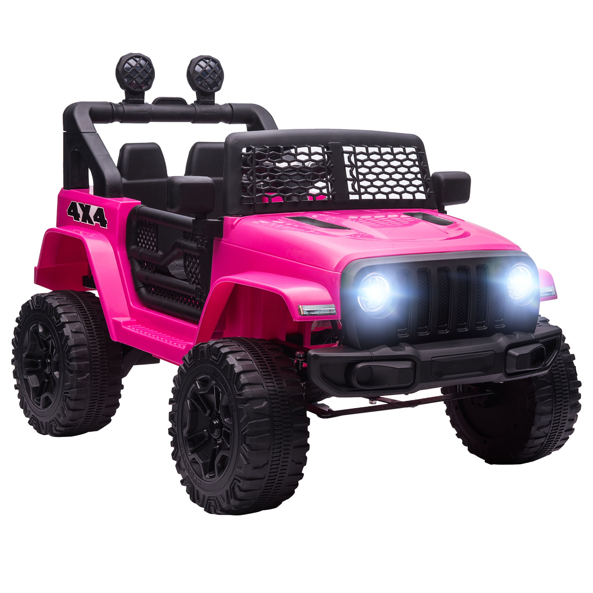 Lasten sähköauto 12 V sähköajettava auto kaukosäätimellä, 2 moottoria, LED-äänimerkki, lapsille 3-6 vuotta, 100 x 65 x 72 cm, vaaleanpunainen
