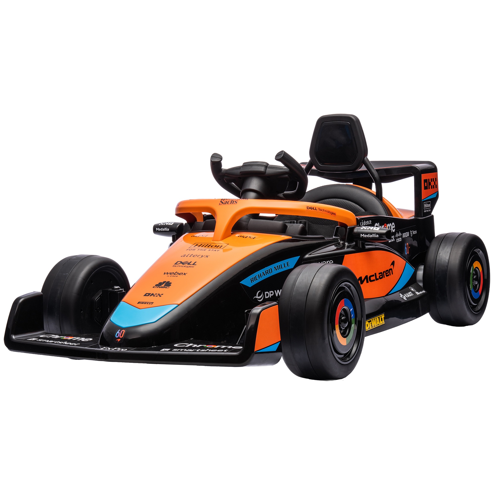 Sähköinen lastenauto, McLaren Formula 1, sisältää kaukosäätimen, musiikin, 3-5-vuotiaille, oranssi