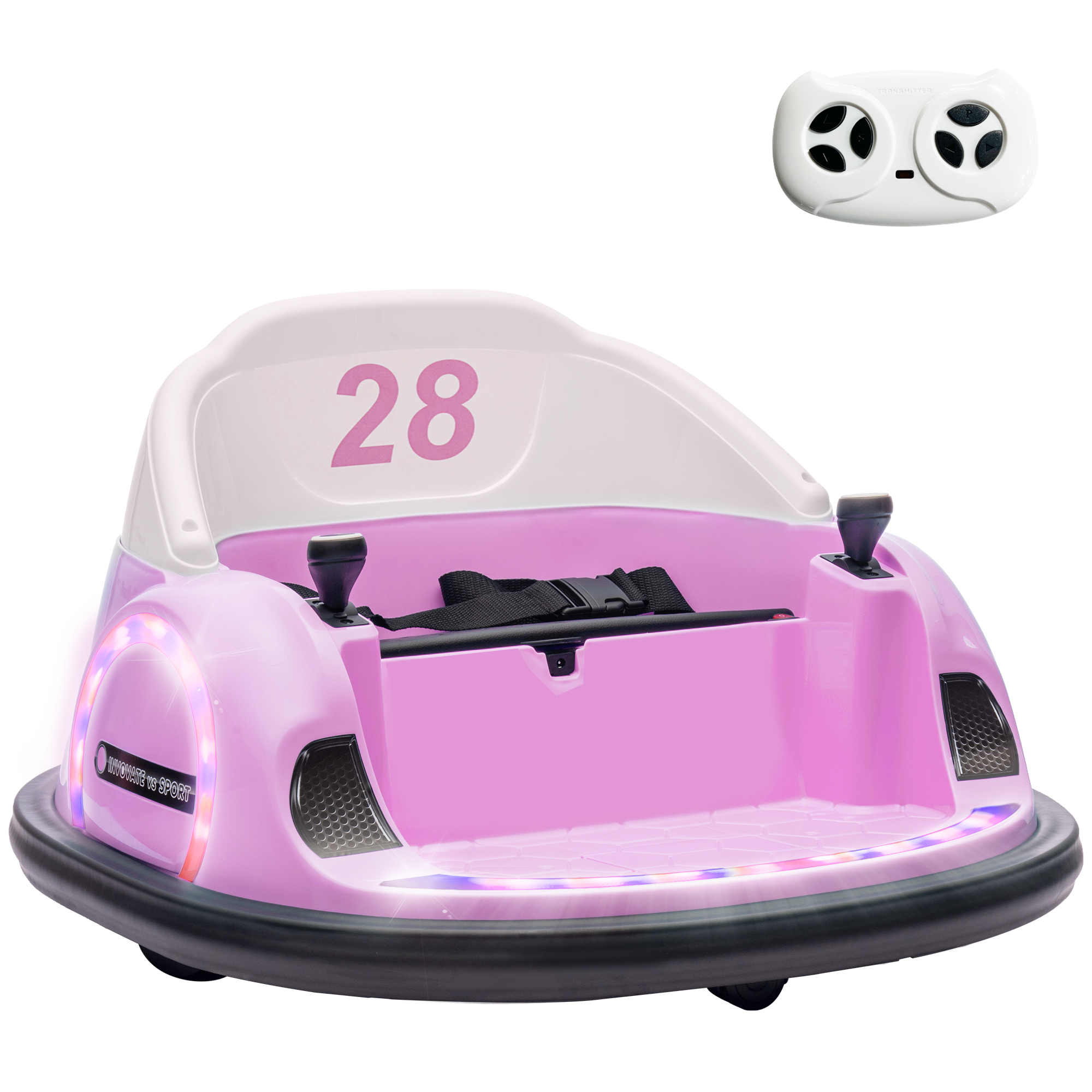 Törmäilyautot, 360° kierto, 2 km/h nopeus, turvavyö, LED-valot, musiikki ja äänimerkki, pinkki