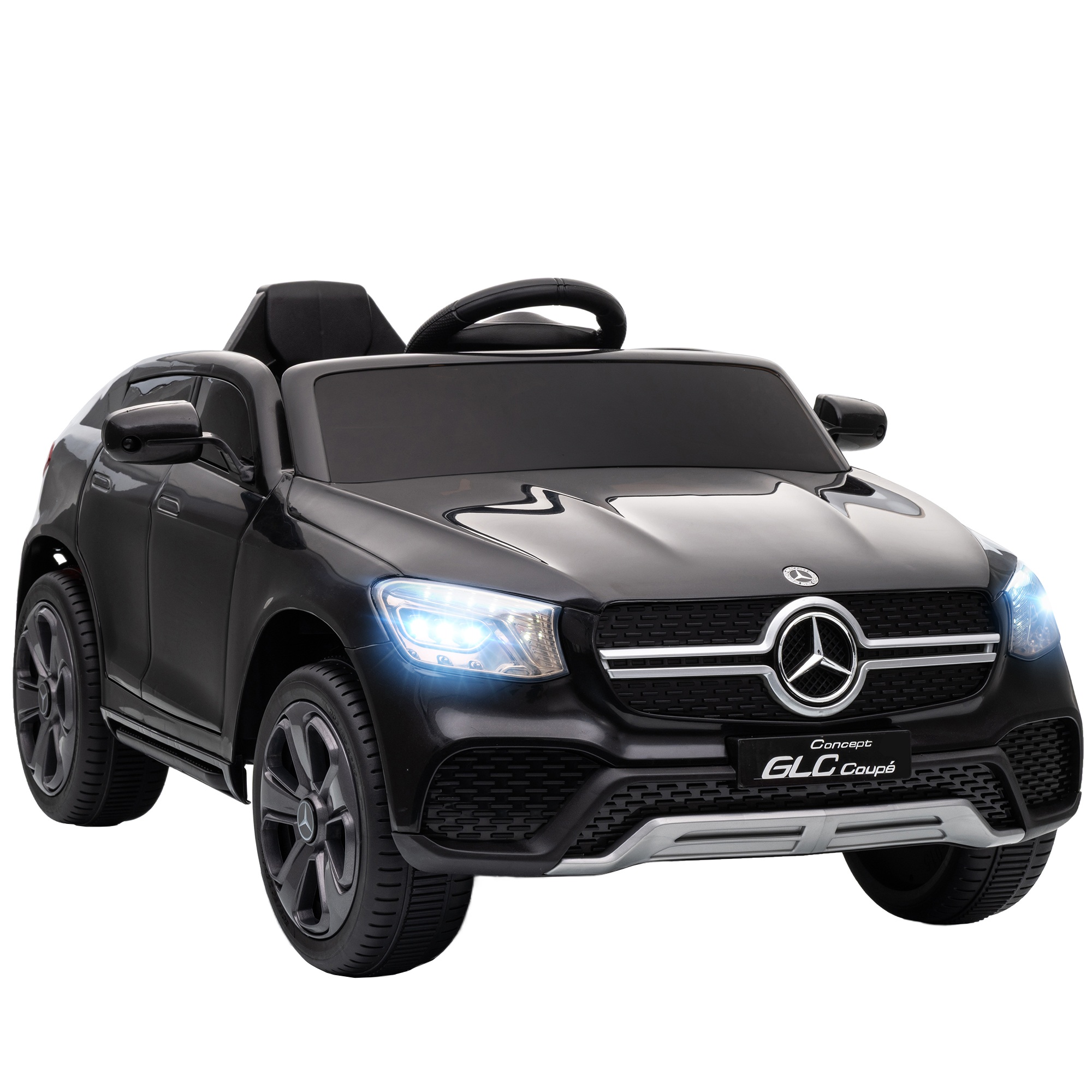 Sähköauto lapsille, 12 V lastenauto kaukosäätimellä, LED-valot, musiikki, 3 nopeutta, 3-6 vuotta, musta