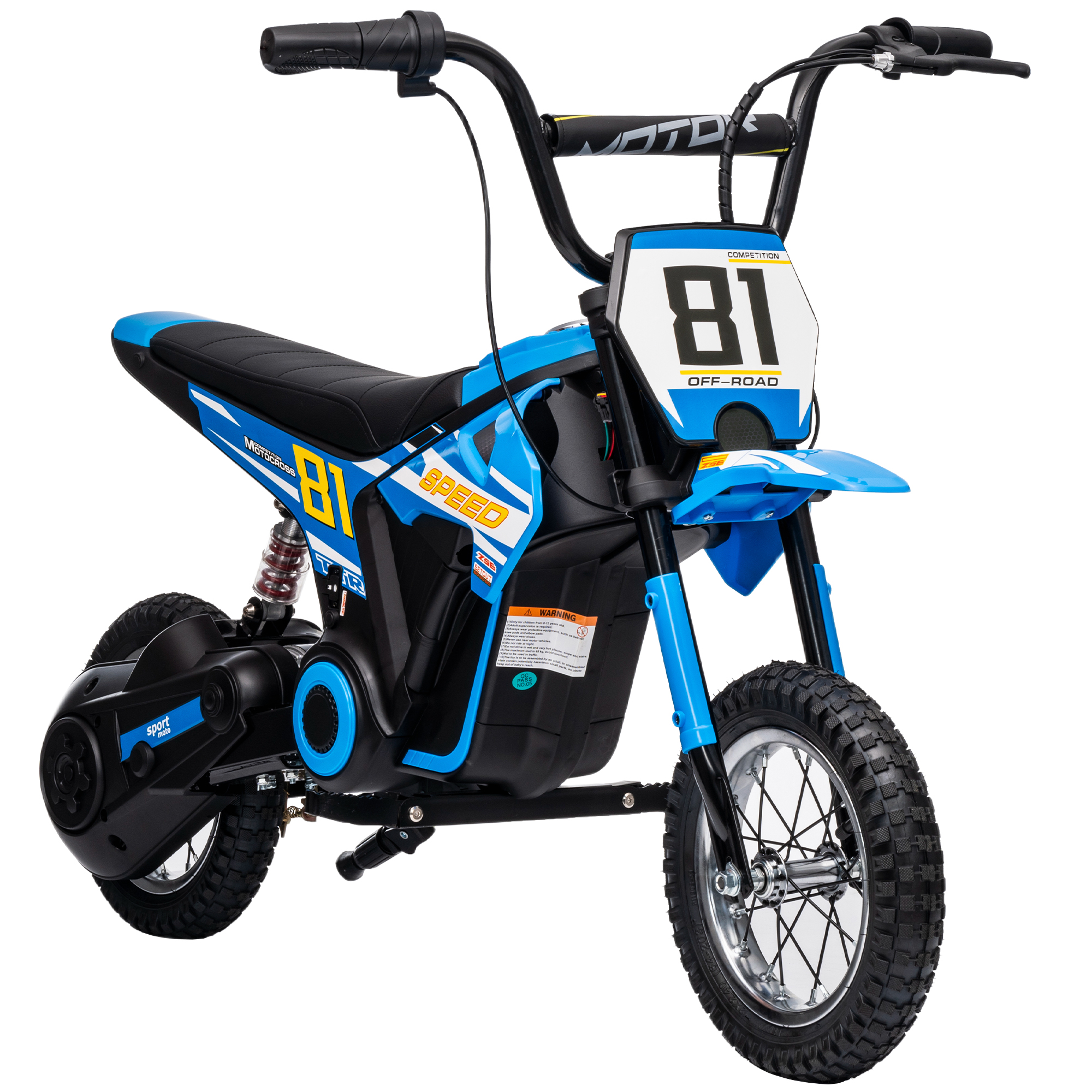 Sähkömoottoripyörä lapsille, 24 V lasten motocross 250 W moottorilla, 7 Ah akulla, takajousituksella, levyjarrulla, 16 km/h, 8–12 vuotta