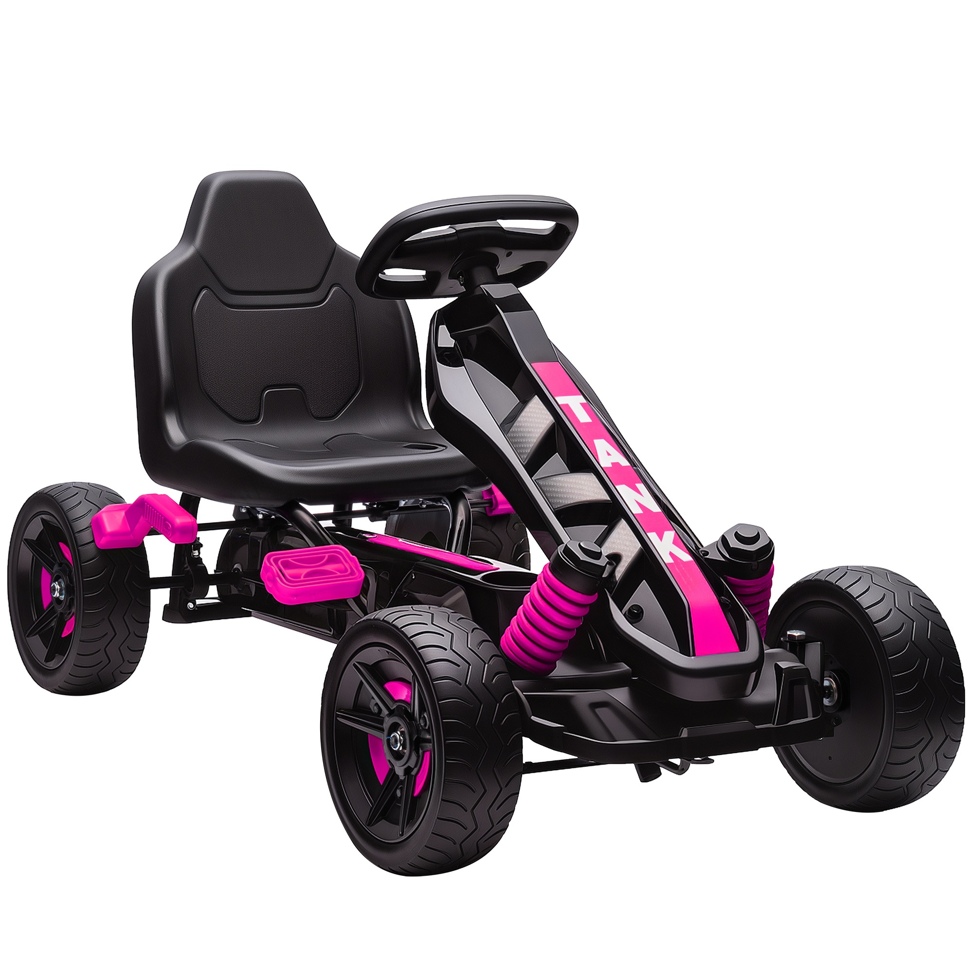 Poljinauto polkimilla, lasten polkuauto jarruilla, liukumattomat pyörät, metallirunko, 3-6 vuotta, pinkki