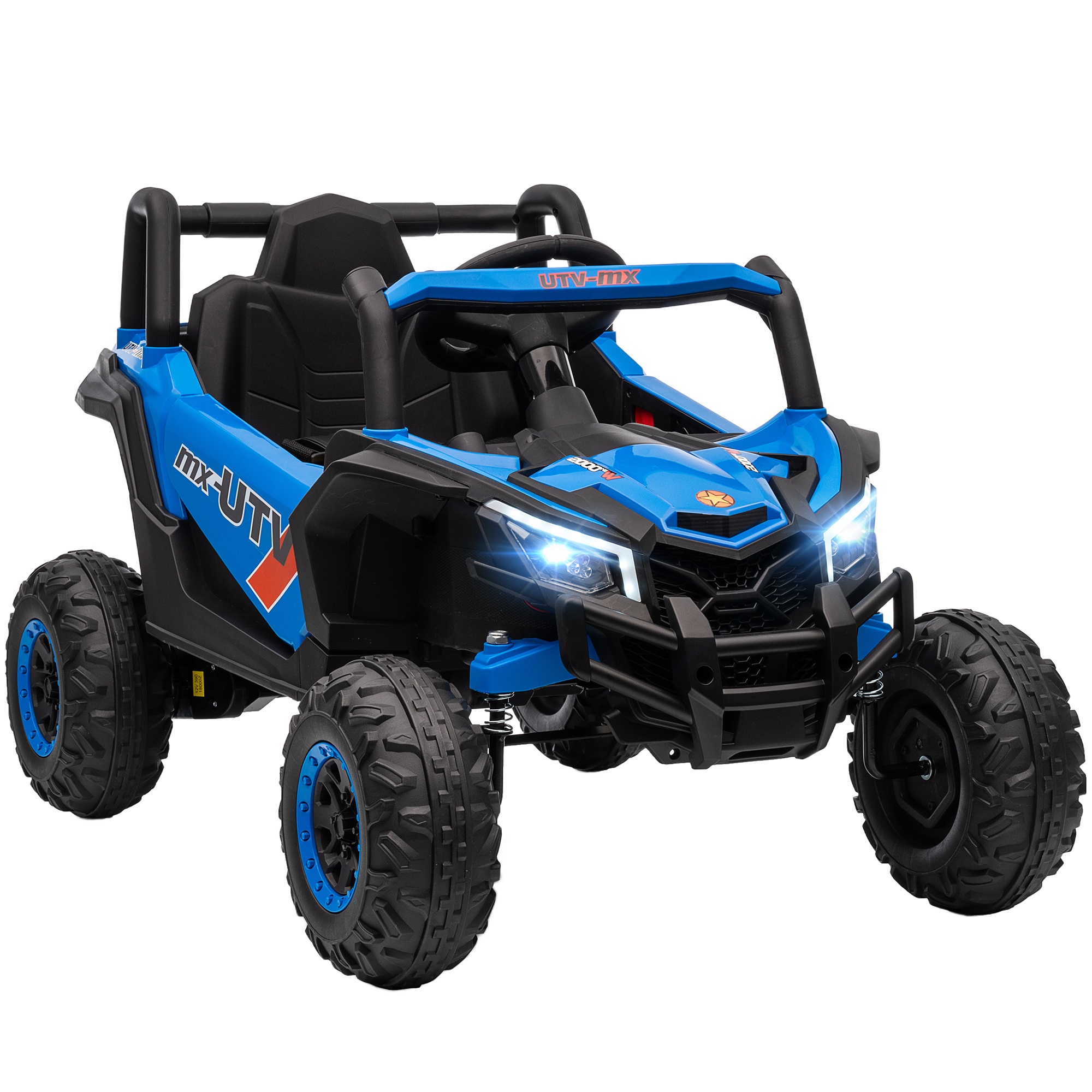 12 V sähköauto lapsille, kauko-ohjaus, turvavyö, äänimerkki, LED-valot, USB-portti, 3–5-vuotiaille, sininen