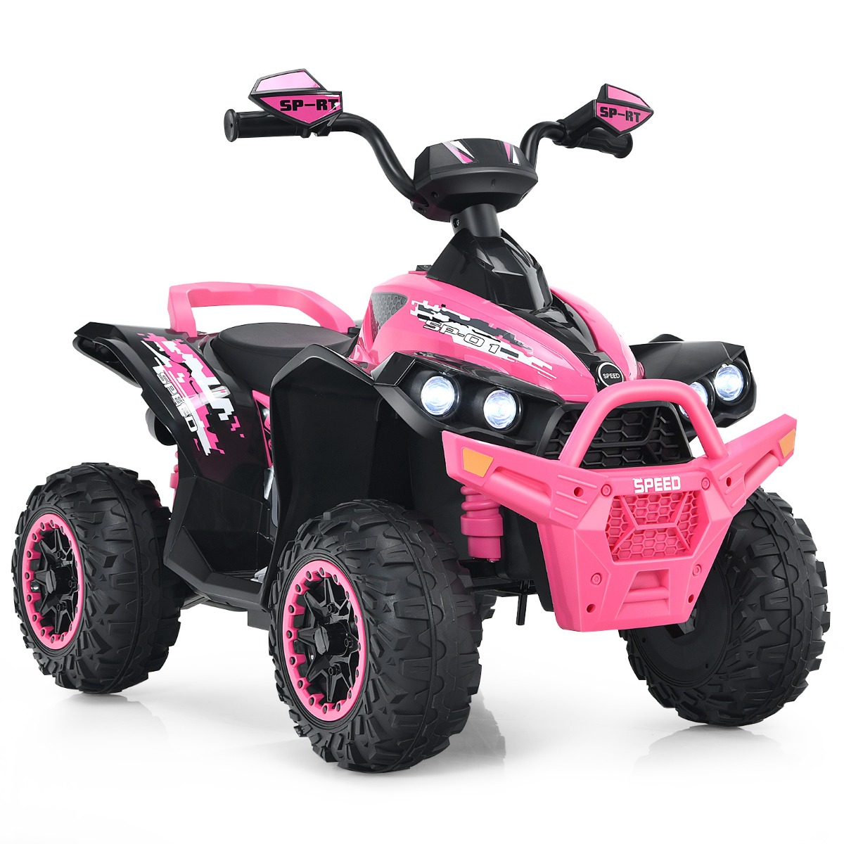Muusika, signaali ja LED-esituledega 12 V akutoitel laste elektri-atv (Quad), roosa