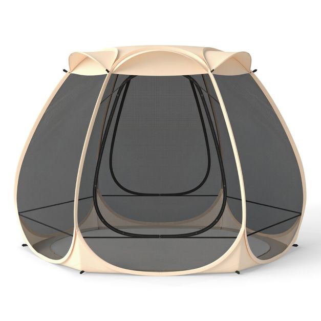 Pop-up hyttysverkkoteltta 4-6 hengelle 310x270cm kokoontaitettava ulkoretkeilyteltta hyttysverkolla joka puolella beige