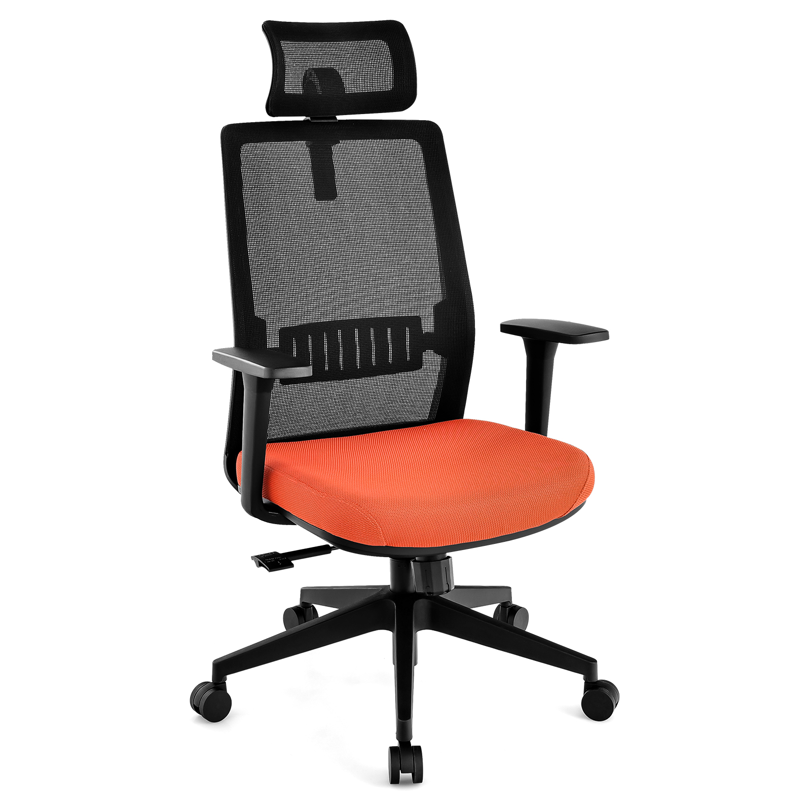 Ergonominen toimistotuoli ristiselän tuella ja säädettävällä niskatukella - musta