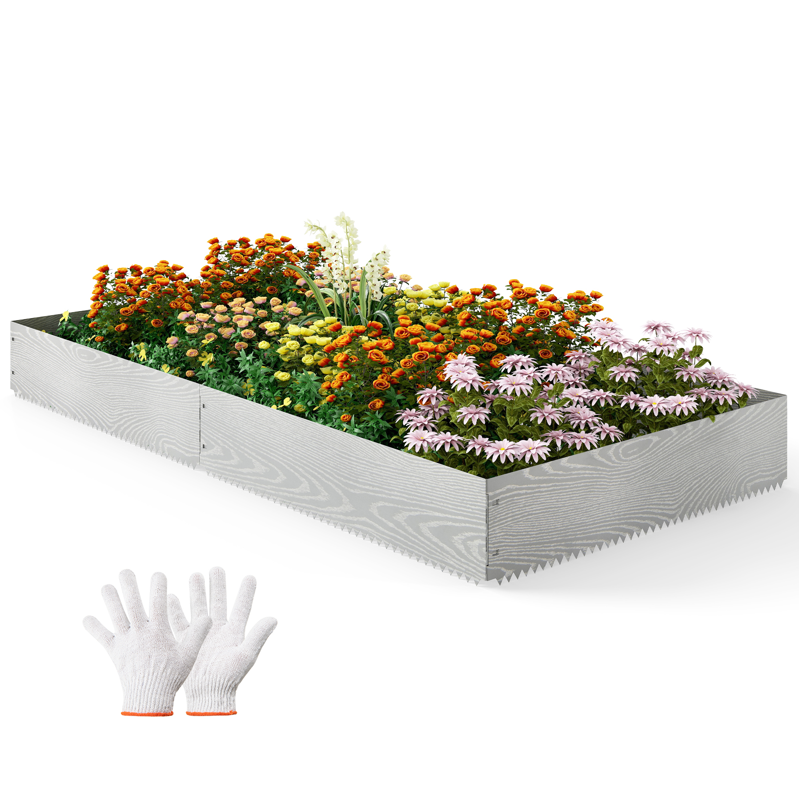6 kpl 610 cm galvanoitua metallireunusta nurmikolle