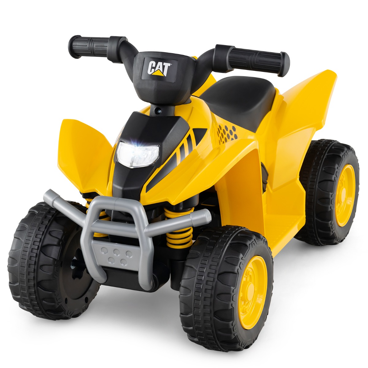 6 V akuga laste elektriline mini-quad, LED-esituledega turvaline ATV-maastur väikelastele vanuses 18–36 kuud, kollane