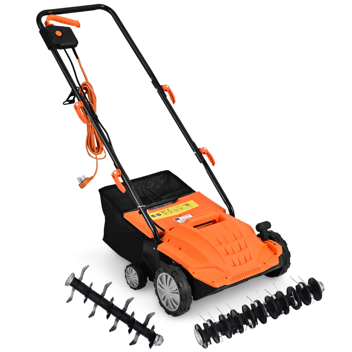 Sähköinen ilmastin nurmikolle 1500W 3 tasoa työsyvyys 32 cm työleveys 104,5 x 51 x 103 cm oranssi