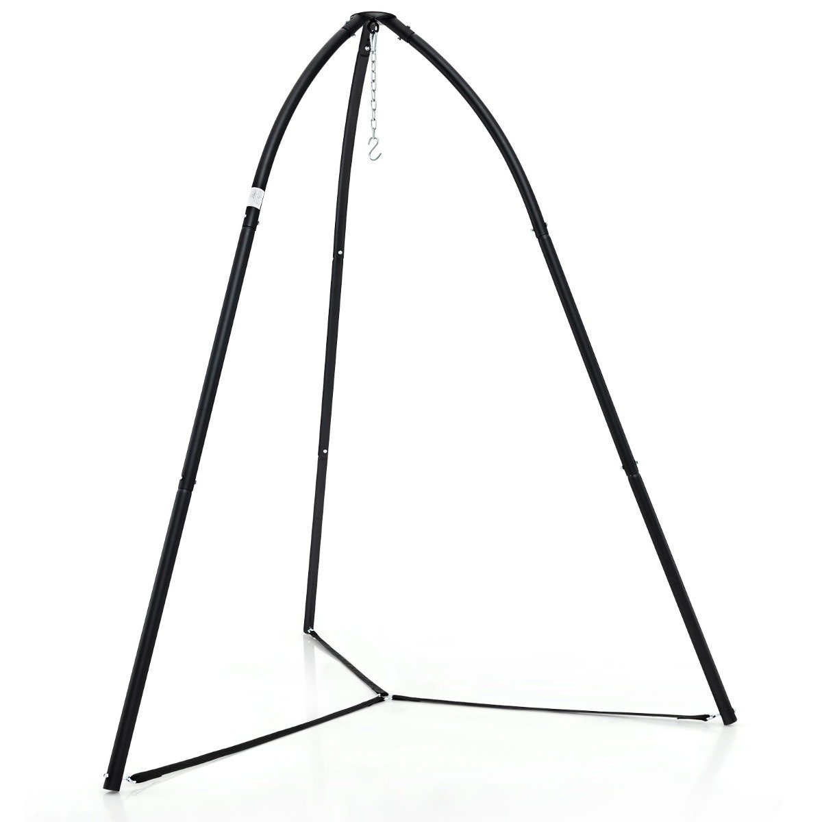 Kolmjalaga stabiilne metallraam ja universaalne riputuskonks ripptoolile ning võrkkiigele (200 x 218 cm, kuni 200 kg), must