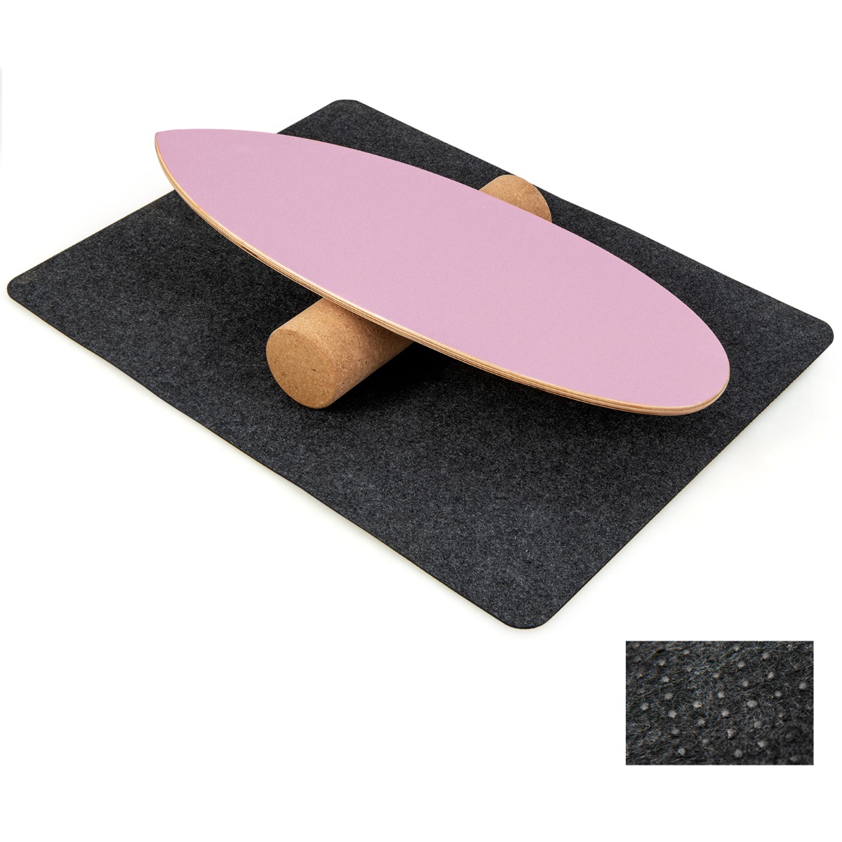 Naturaalsest puidust tasakaalulaud koos korkrulliga, keha treenimise ja trikkide harjutamise komplekt (Balance Board), roosa