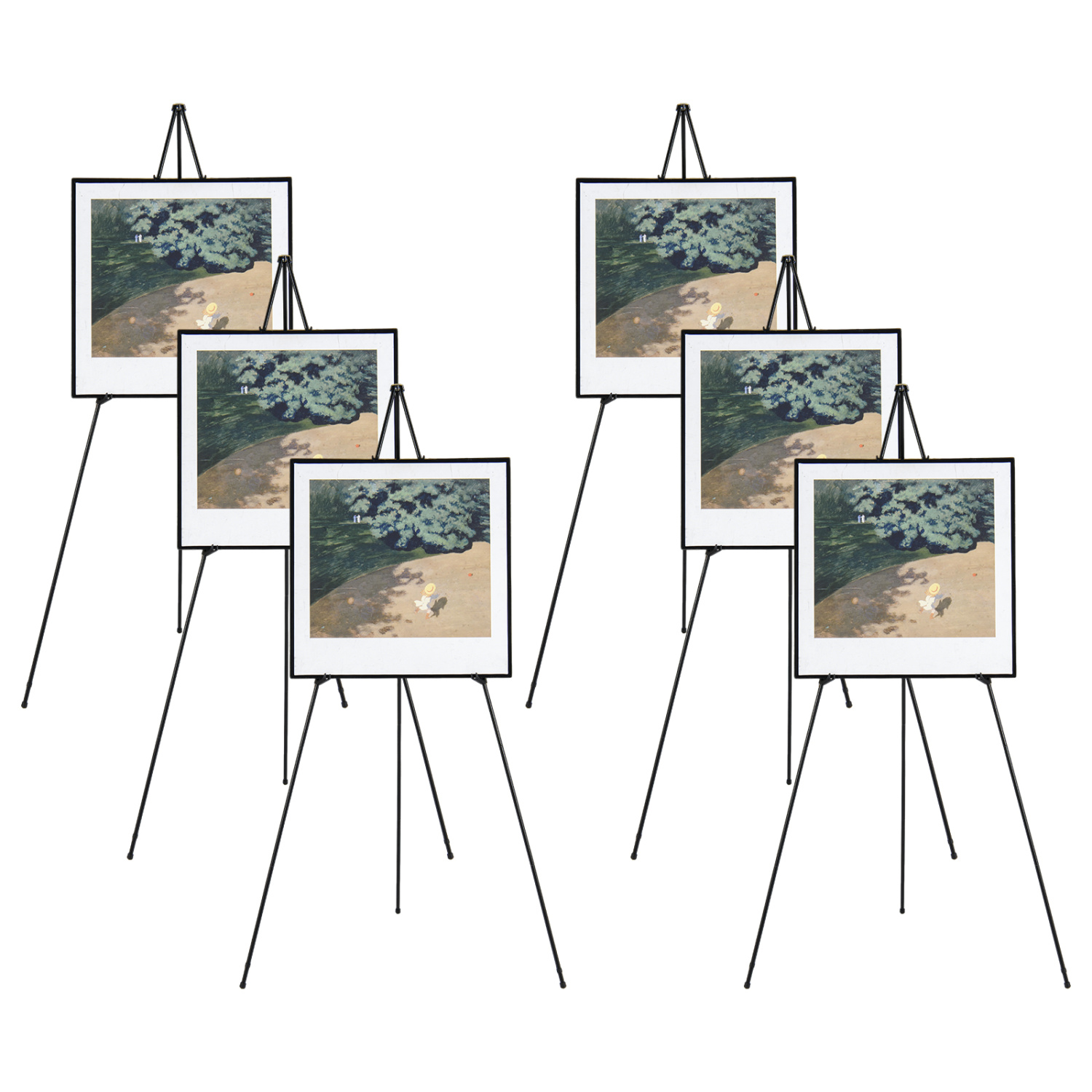Kokkupandavad metallist molbertid ja esitlusstatiivid kunstile ning reklaamile (6 tk komplekt, kõrgus 166 cm), must