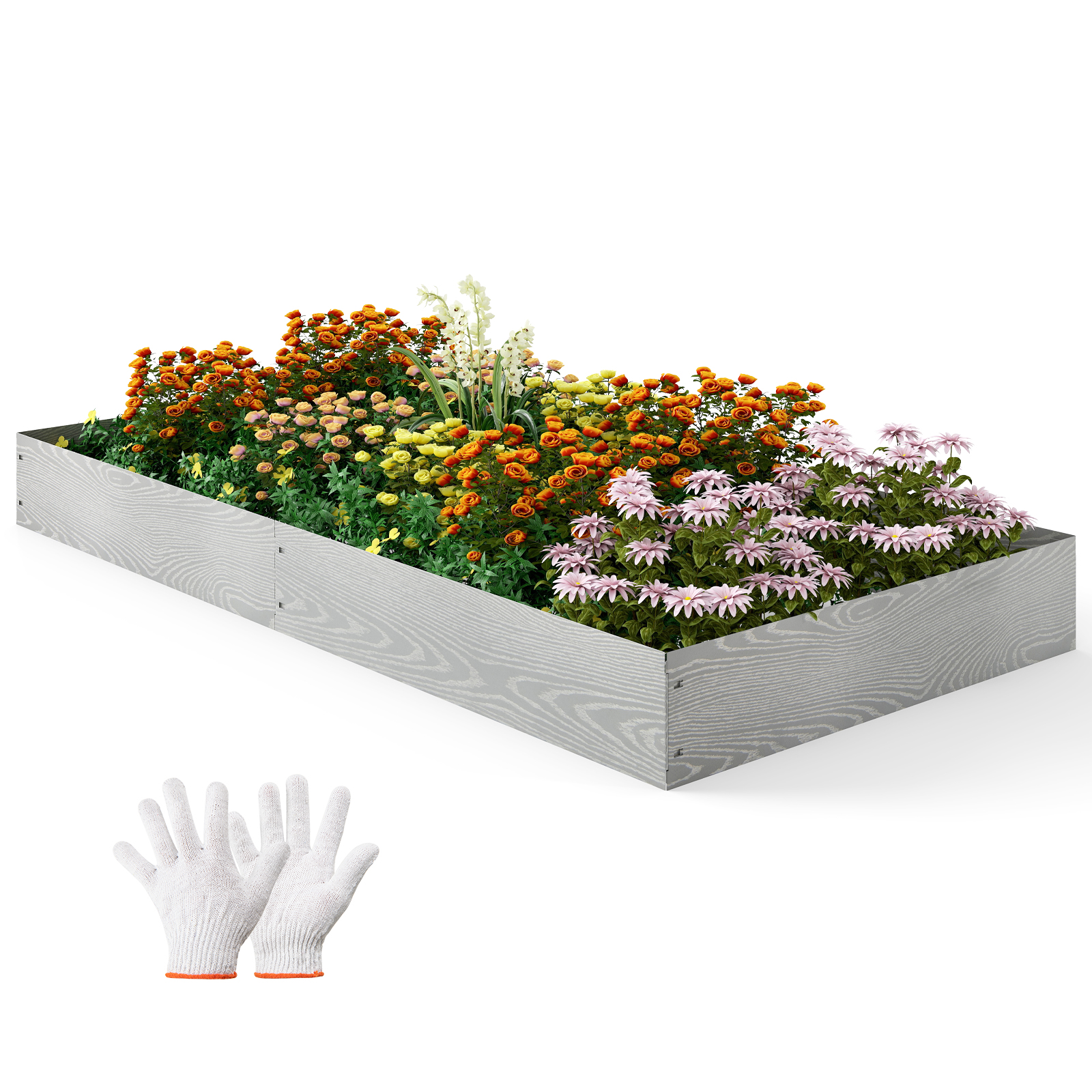 6 kpl 610 cm galvanoitua metallireunusta nurmikolle