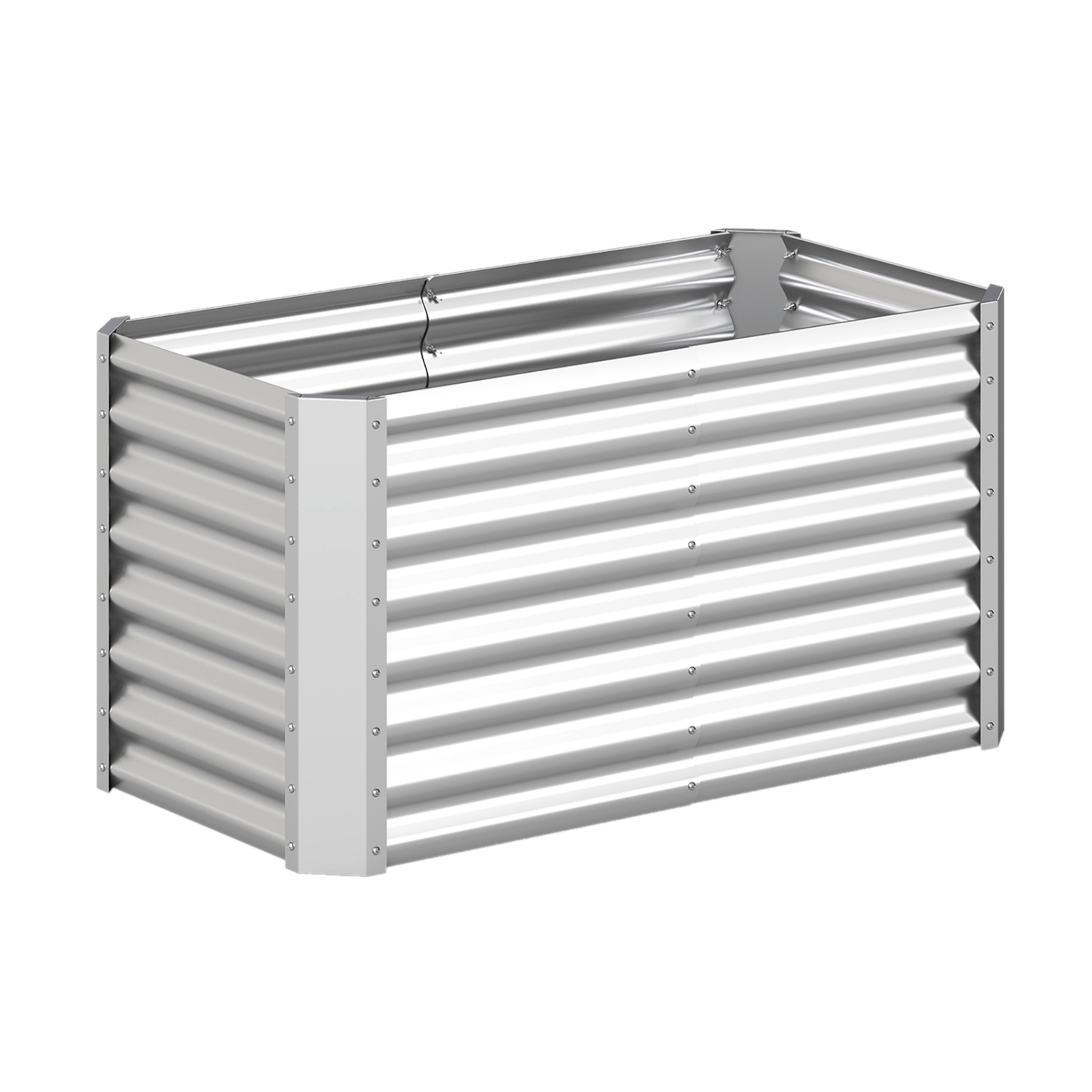 122 cm x 61 cm x 61 cm galvanoitu kohopenkki, suorakaiteen muotoinen galvanoitu metallinen istutuslaatikko - hopea