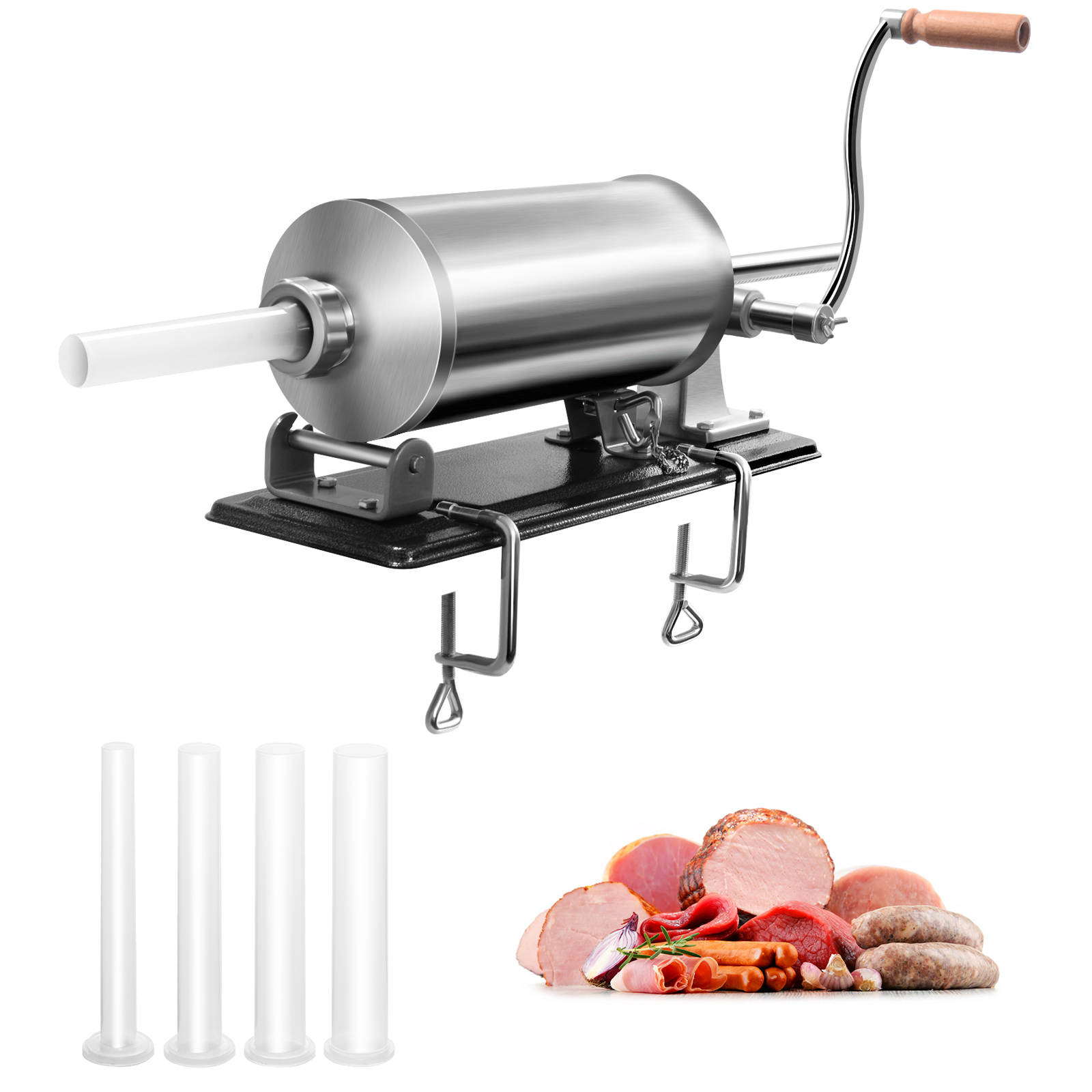 Vaakasuuntainen makkaratäyttö ja makkarapuristin (4 kg), hopea