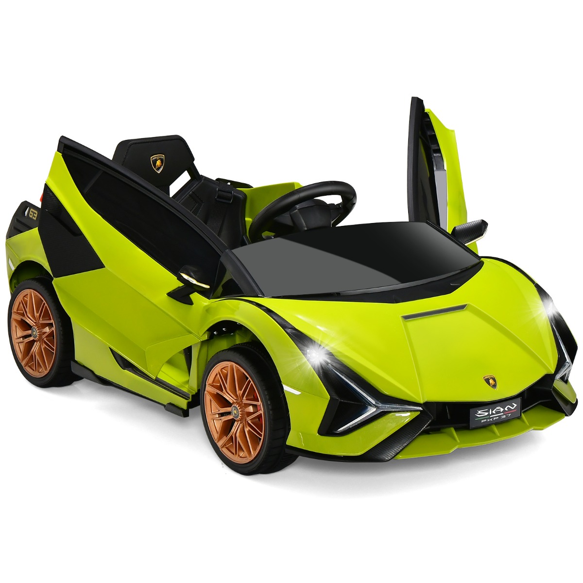 12V Lamborghini lasten sähköauto 2.4G kaukosäätimellä lasten auto 3-5 km/h MP3:lla vihreä