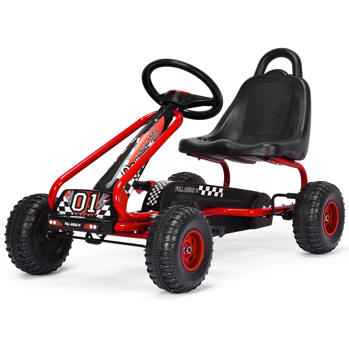 Reguleeritava istme ja käsipiduriga laste gokart (kandevõime kuni 30 kg), punane