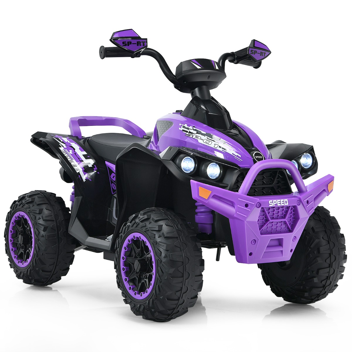 Muusika, signaali ja LED-esituledega 12 V akutoitel laste elektri-atv (Quad), lilla