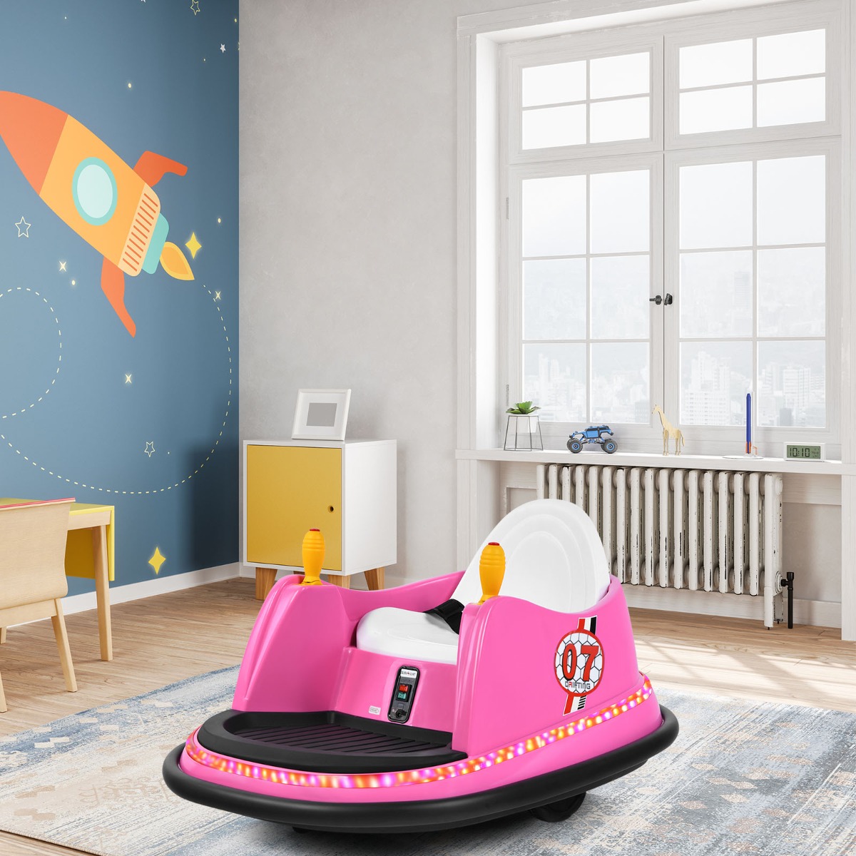 6V lasten törmäilyauto kaukosäätimellä 360 asteen kääntöympyrä 57 x 75 x 42 cm pinkki