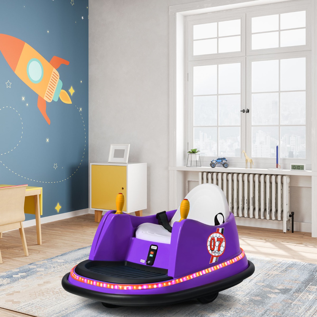 6 V lasten sähköautot valoilla ja musiikilla 57 x 75 x 42 cm violetti