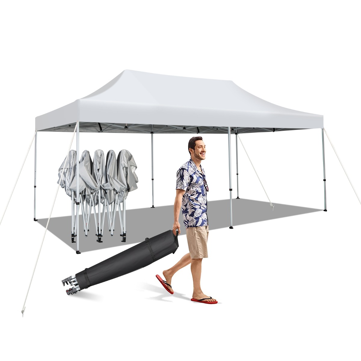 305 cm x 610 cm ulkokäyttöön tarkoitettu pop-up-patioteltta - valkoinen