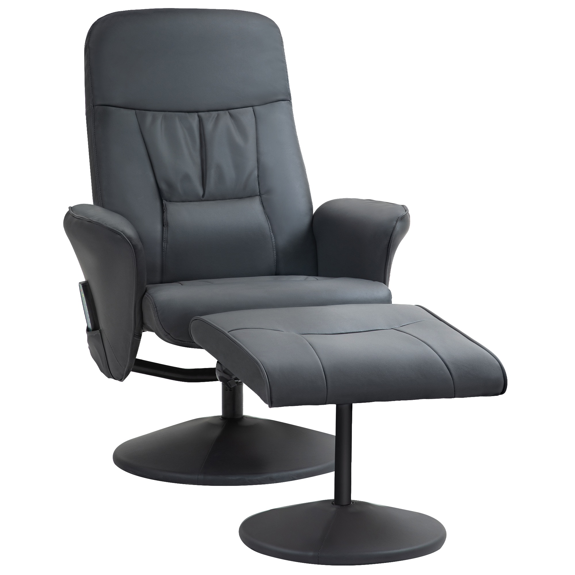 Hierontatuoli jalkarahilla, ergonominen tuoli 10 tärinäpisteellä, keinonahka, 76 x 81 x 105 cm, tummanharmaa
