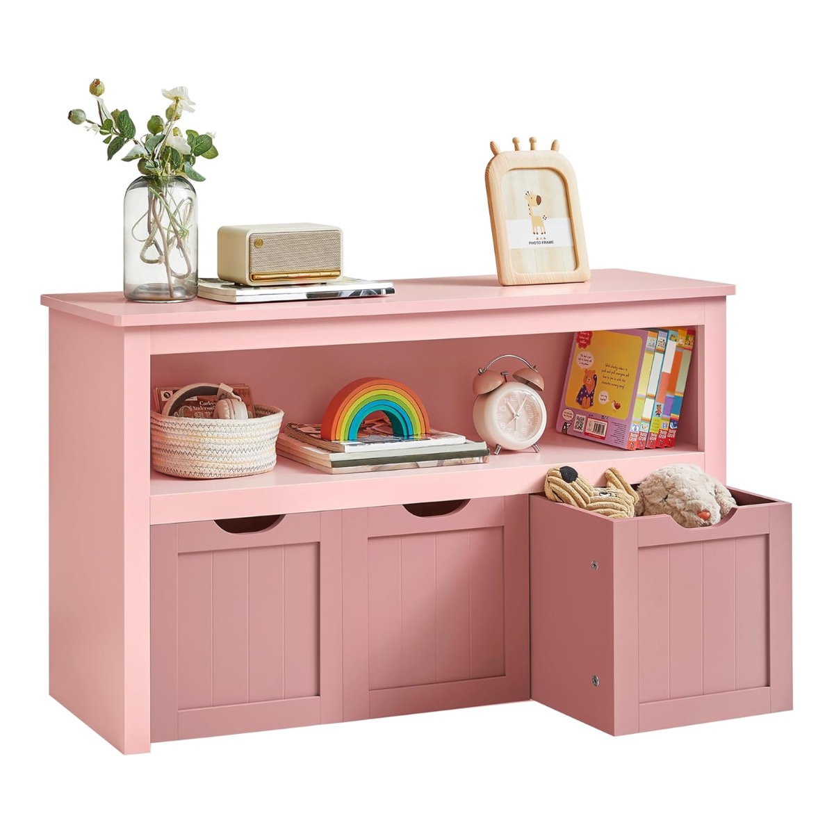 Lasten hylly pyörillä 30 x 102 x 60 cm pastelli pinkki