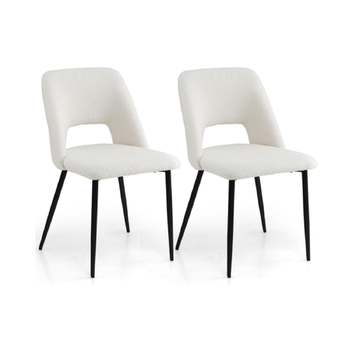 2 ruokapöydän tuolin setti, verhoillut keittiön tuolit selkänojalla, 48,5 x 57 x 85 cm, beige