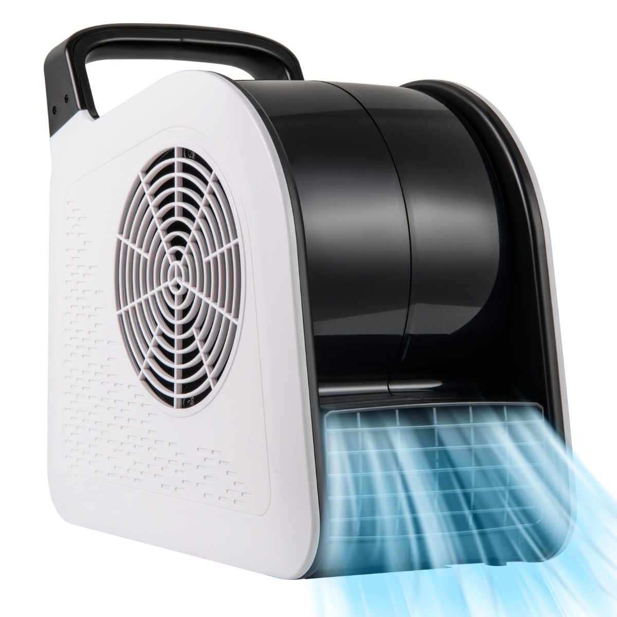 Võimas tööstuslik trummelventilaator ja põrandapuhur, 185° pööratava pea ja 3 kiirusega kuivatus- ja tuulutusmasin (130 W), must ja valge