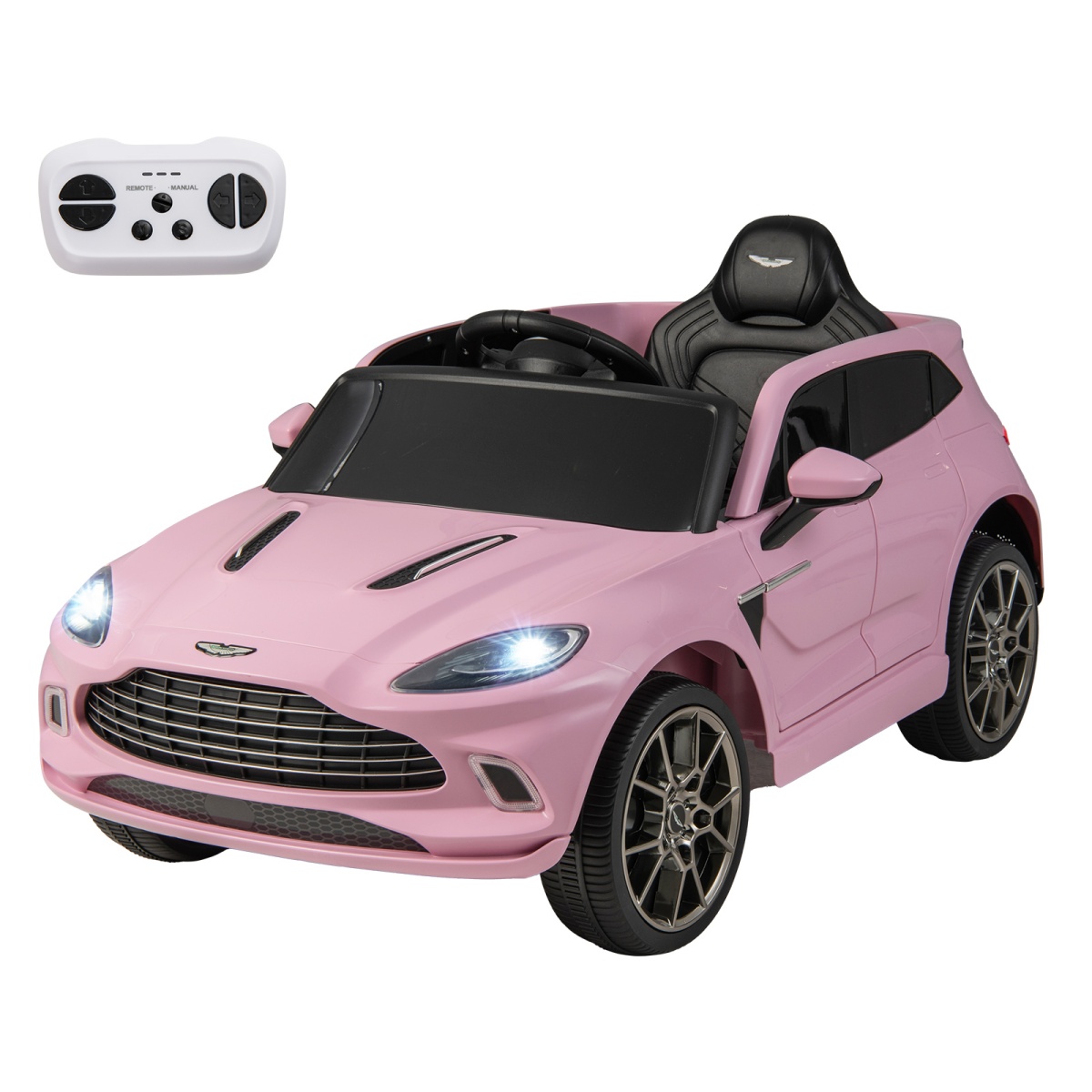 Sähkökäyttöinen lasten ajoauto, 2V, kaukosäätimellä, virallisesti lisensoitu Aston Martin, äänitorvi, musiikki ja LED-valot, 3-8-vuotiaille, vaaleanpunainen