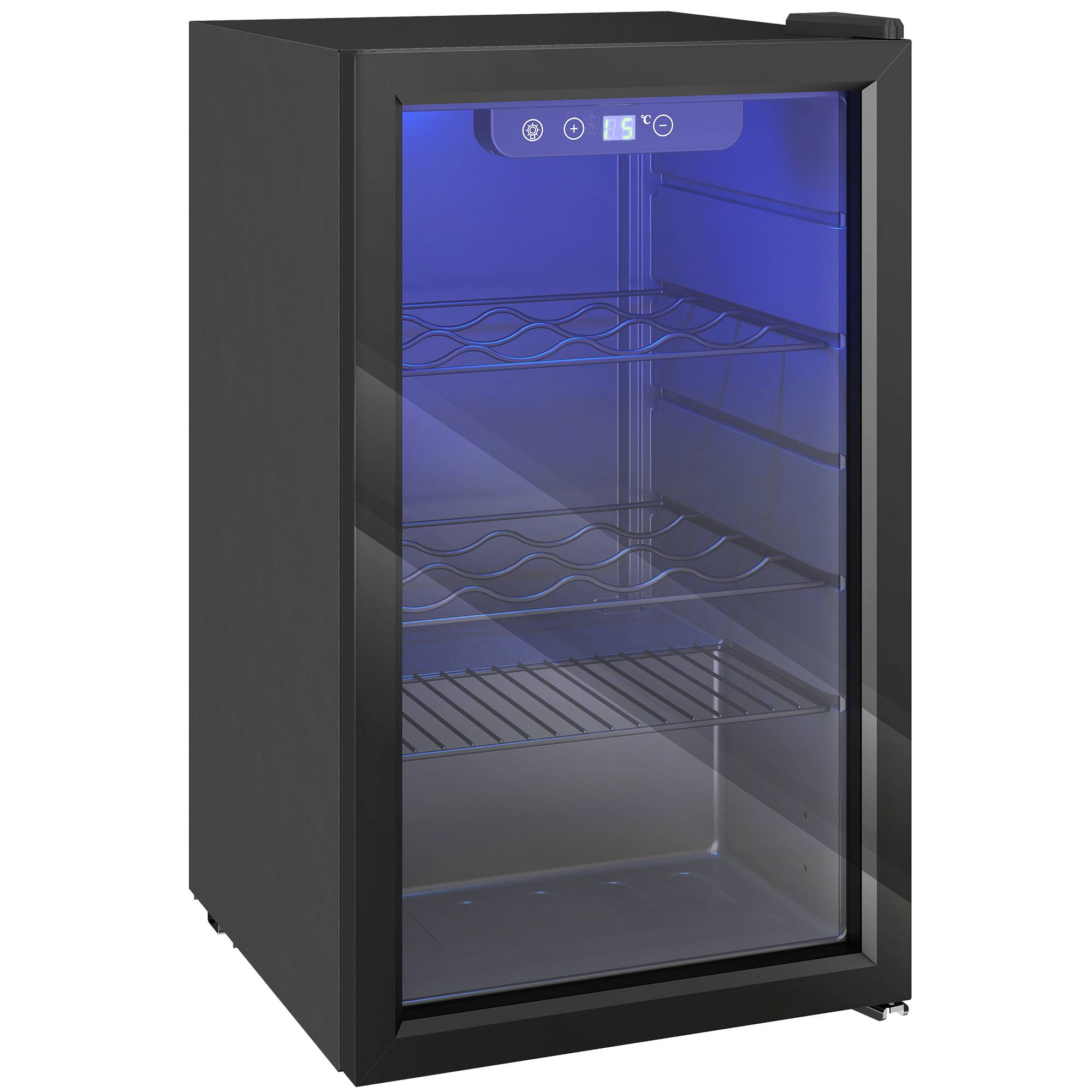 Vapaasti seisova viinikaappi lasiovella, 24 pulloa, 68 l, 4–16 °C, juomille, oluelle ja viinille, musta