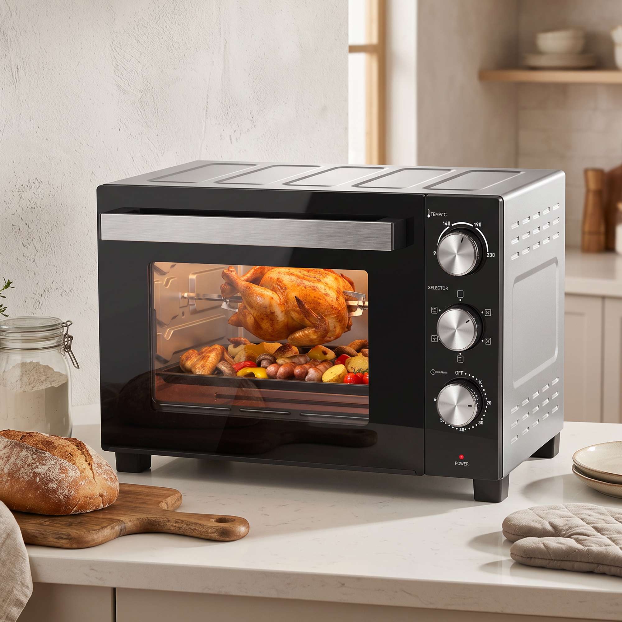36 litran miniuuni kiertoilmauunilla, 90–230 °C:n lämpötilansäätö, 1500 W