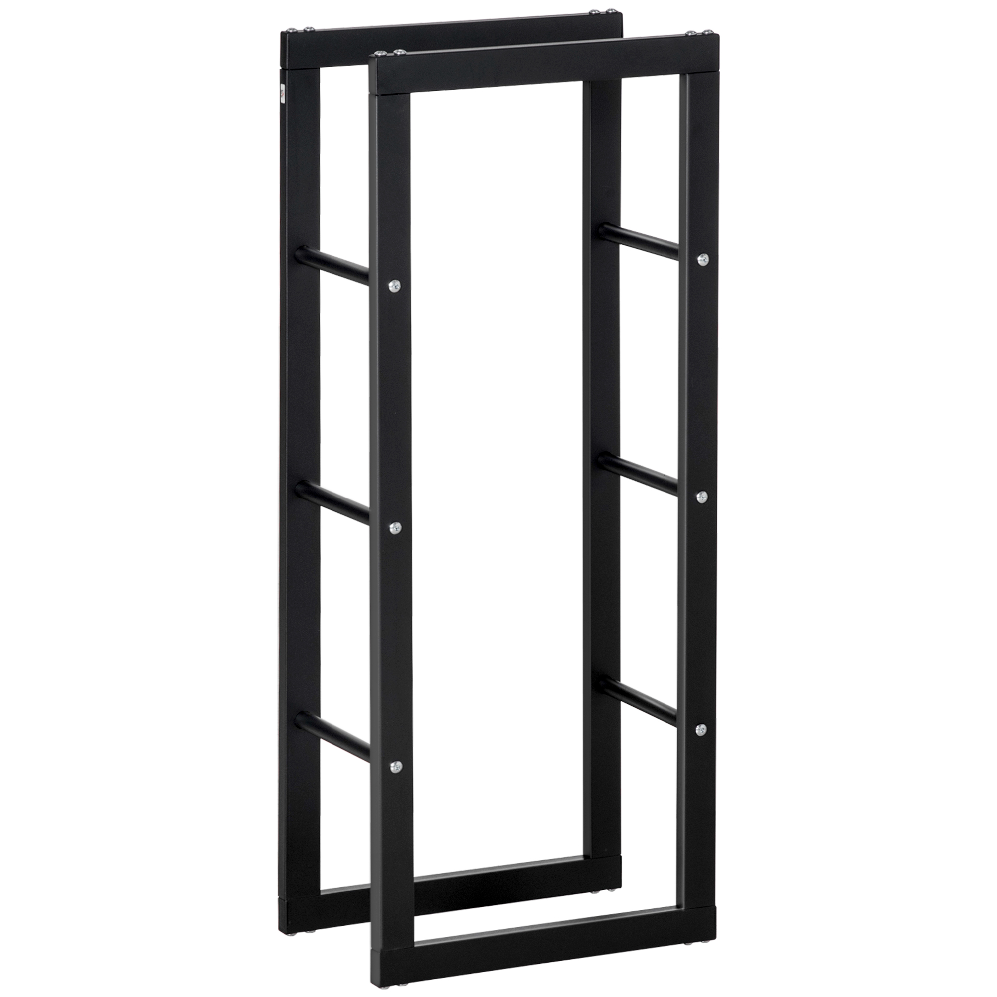 Metallinen polttopuuteline 40 x 25 x 100 cm, polttopuuteline, pinoamisapu, teräsrunko, jopa 100 kg, ulkopolttopuukatos, puuteline, polttopuuteline puutarhaan, terassille, ulkokäyttöön, musta