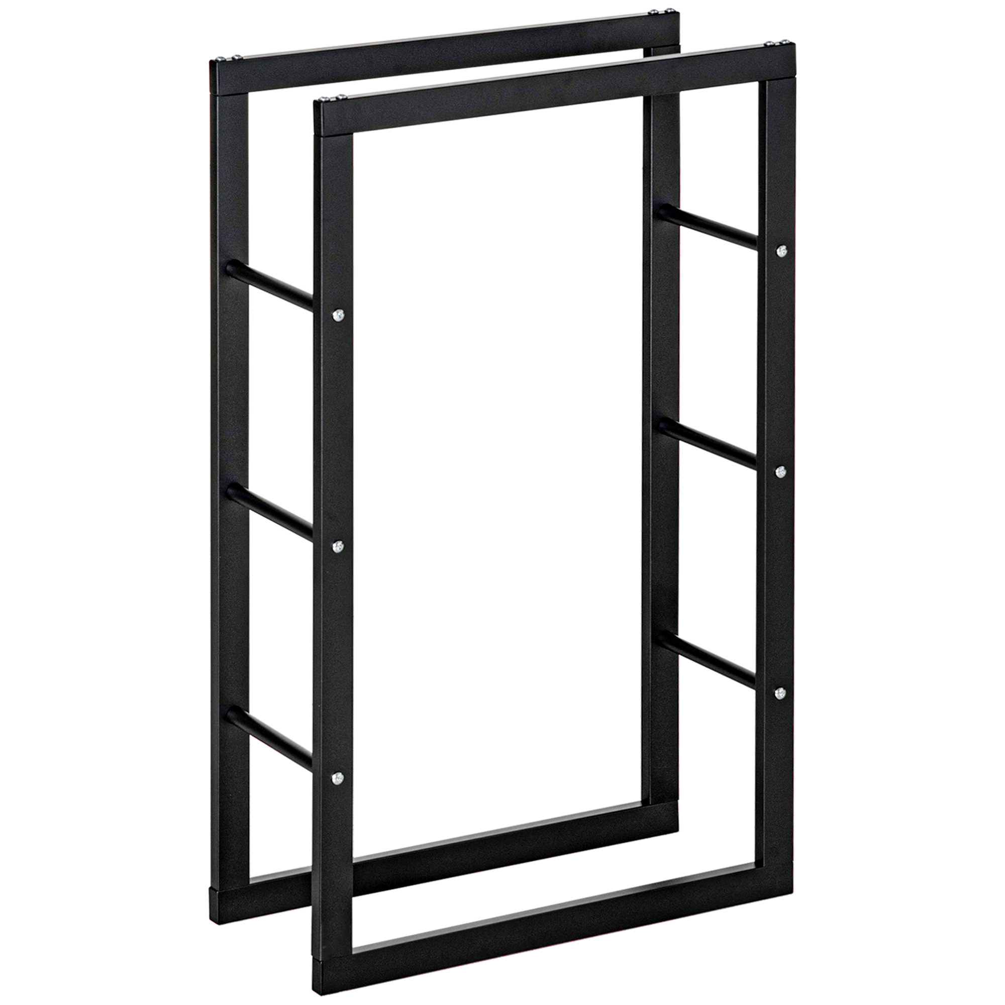 Metallinen polttopuuteline 60 x 25 x 100 cm, polttopuuteline, pinoamisapu, teräsrunko, jopa 100 kg, ulkopolttopuukatos, puuteline, polttopuuteline puutarhaan, terassille, ulkokäyttöön, musta
