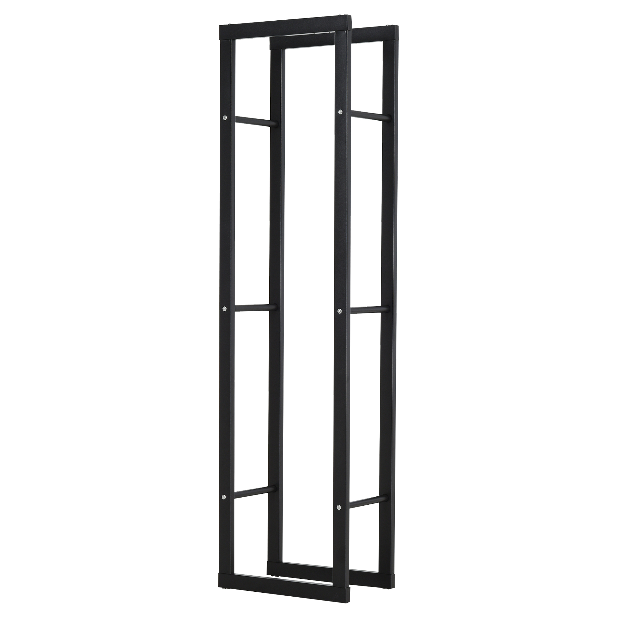 Metallinen polttopuuteline 40 x 25 x 150 cm, polttopuun säilytysteline, pinoamisapu, teräsrunko, jopa 100 kg, ulkopolttopuusuoja, puuteline, polttopuuteline puutarhaan, terassille, ulkokäyttöön, musta