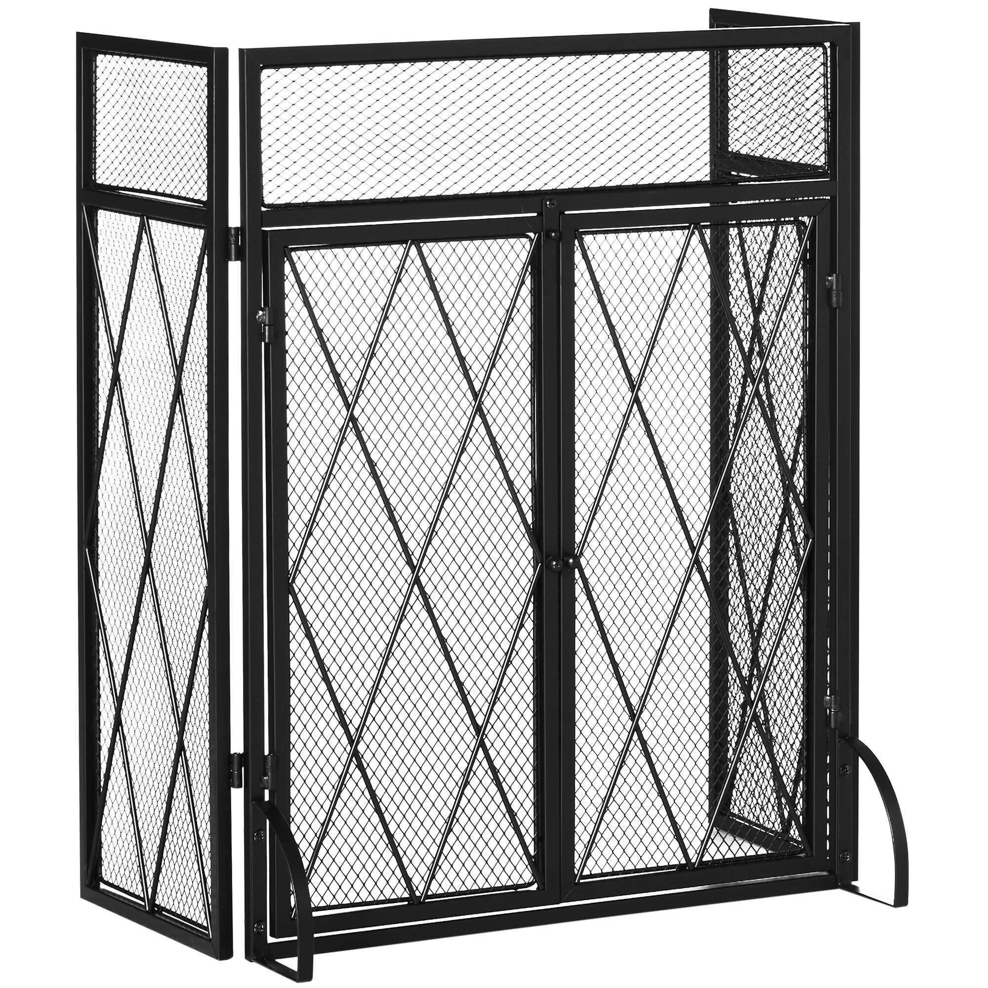 Kipinäsuoja, kokoontaitettava, 3-osainen, 120 cm x 79 cm, musta