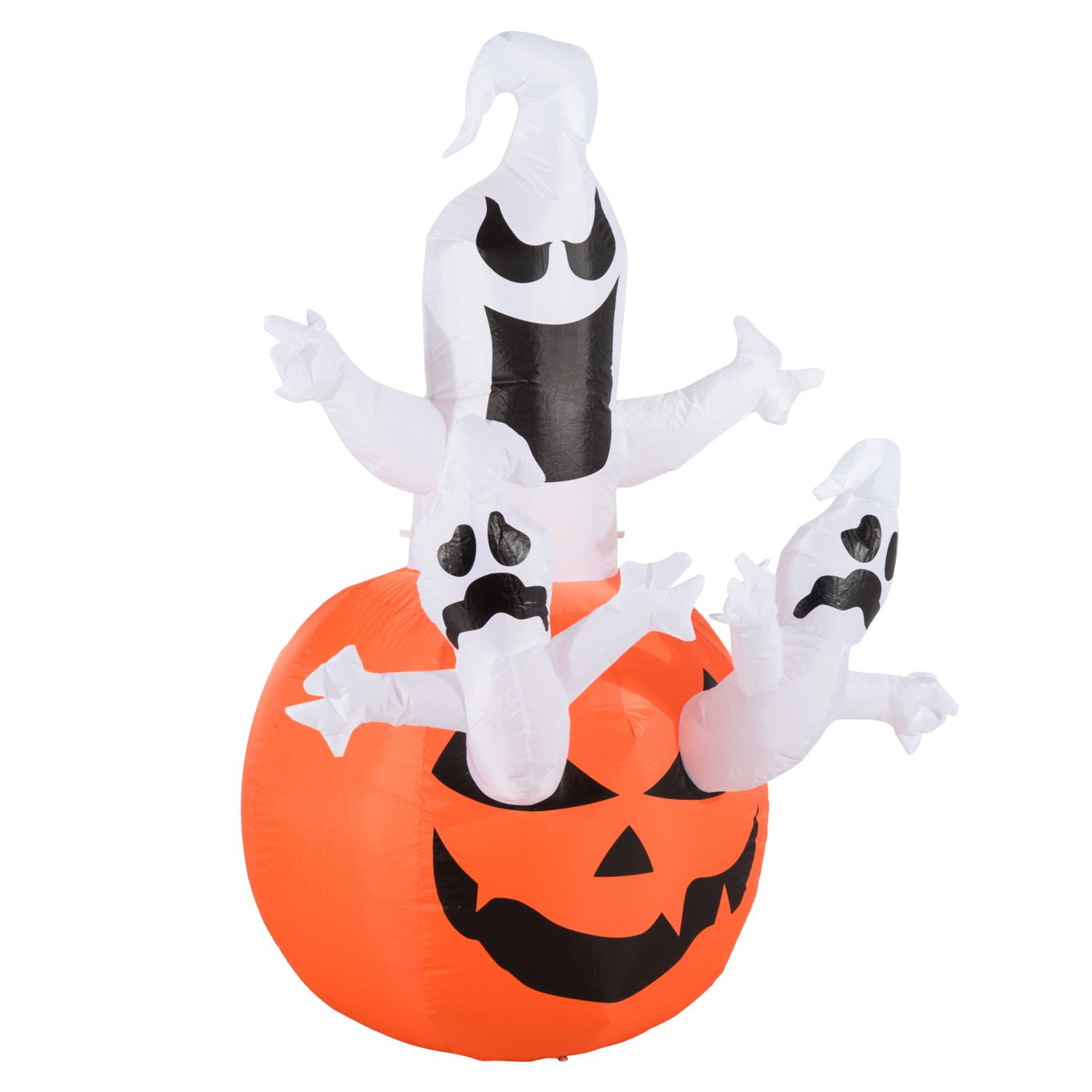 Puhallettava kurpitsahaamu Halloween-koristehahmo LED-valaistuksella, Polyesteri, 120x120x180cm