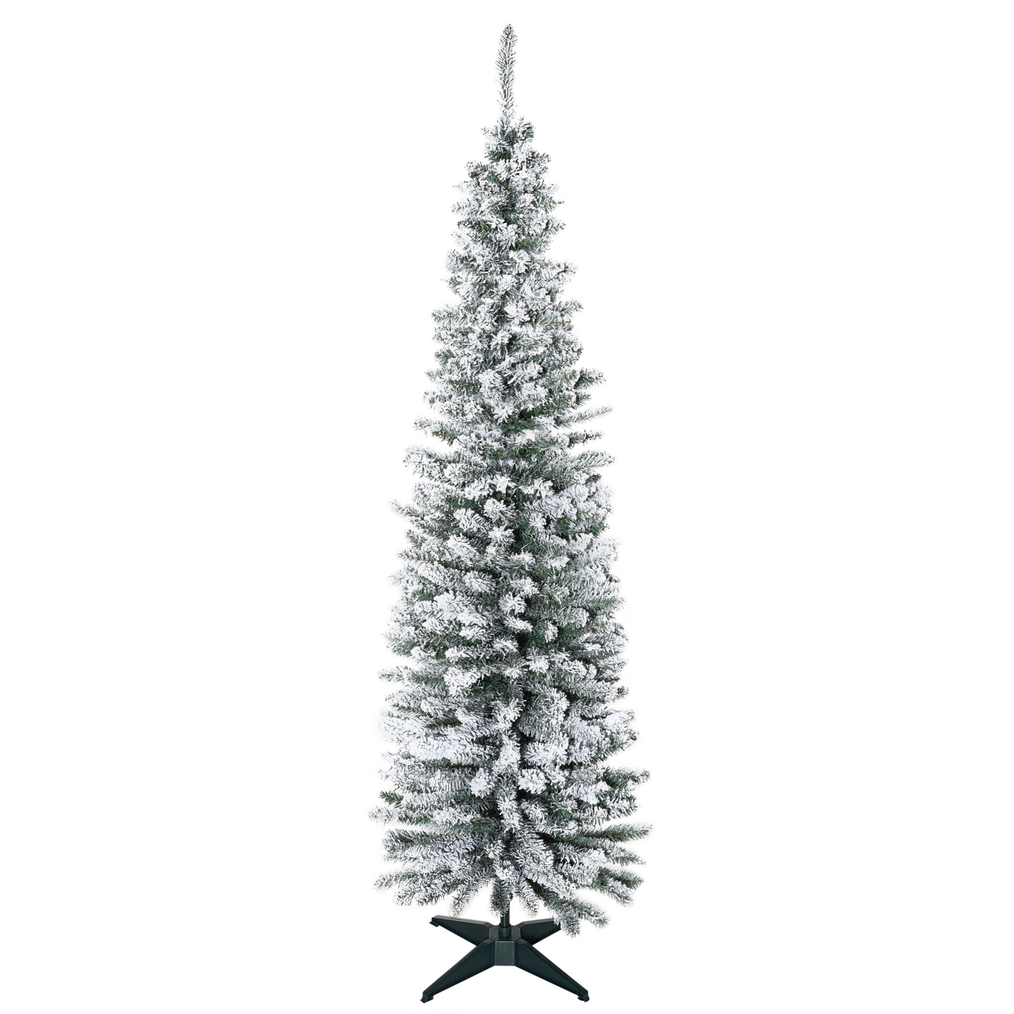 Tekokuusi, 210 cm, lumen peittämät PVC-oksat, kokoontaitettava, metallijalusta, vihreä/valkoinen