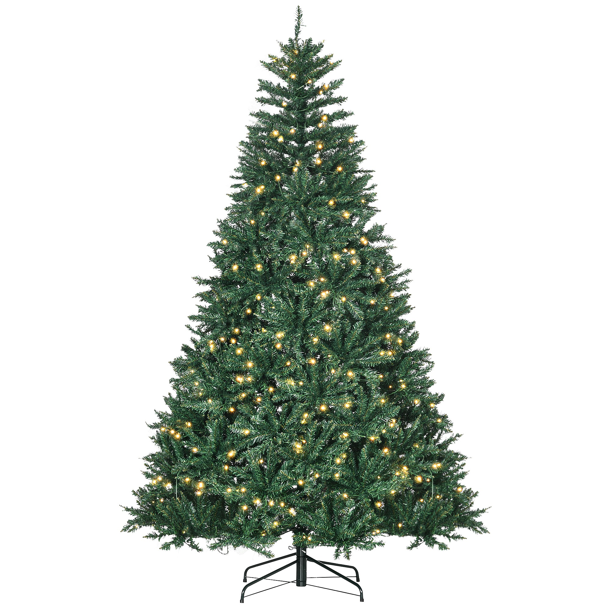 Joulukuusi, 700 lämpimän valkoista LEDiä, 2154 oksaa, palosuojattu, muovi/metalli, 210 × 142 cm, vihreä